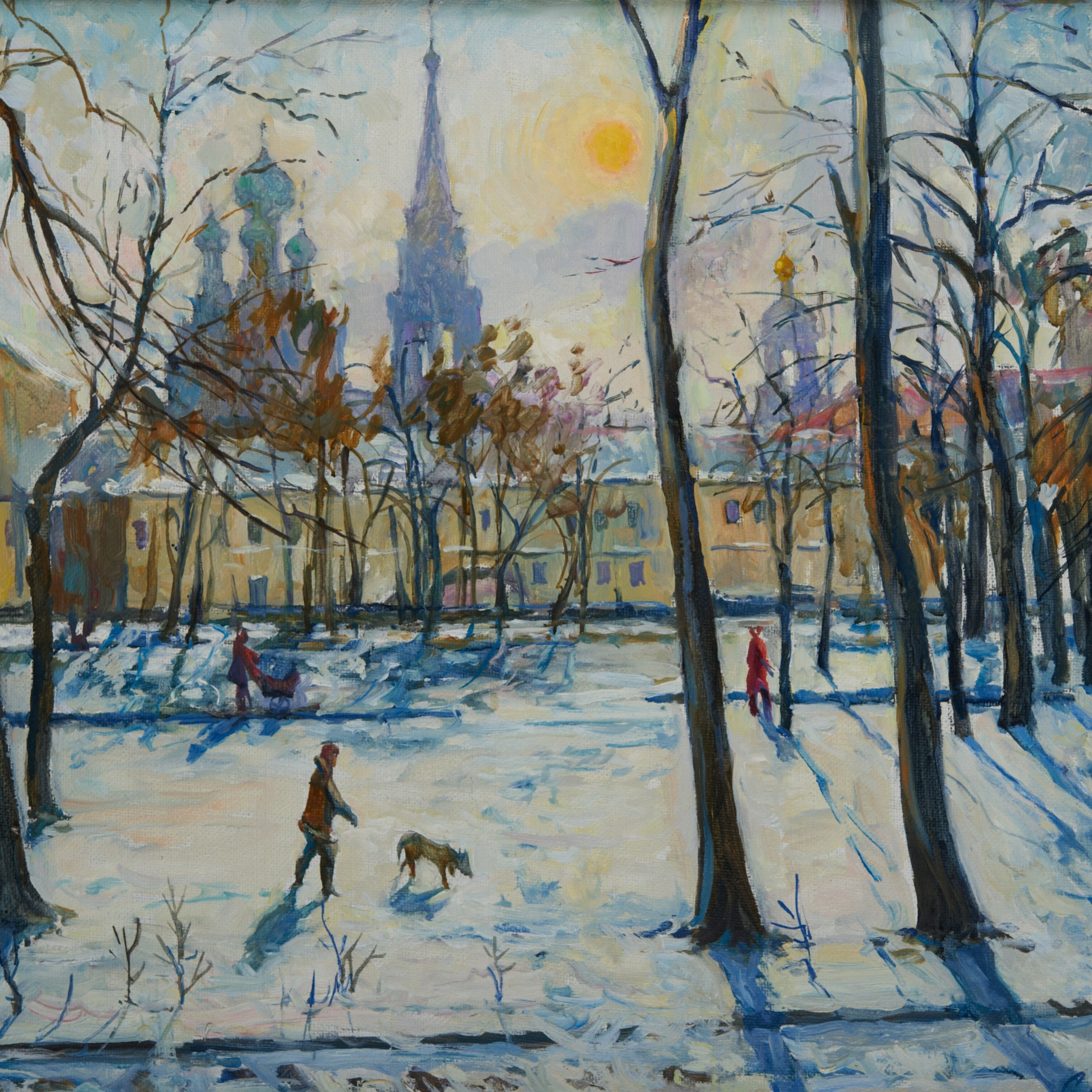 Морозный день. Картинная галерея пейзажей Москвы от художника Станислава Скобелева