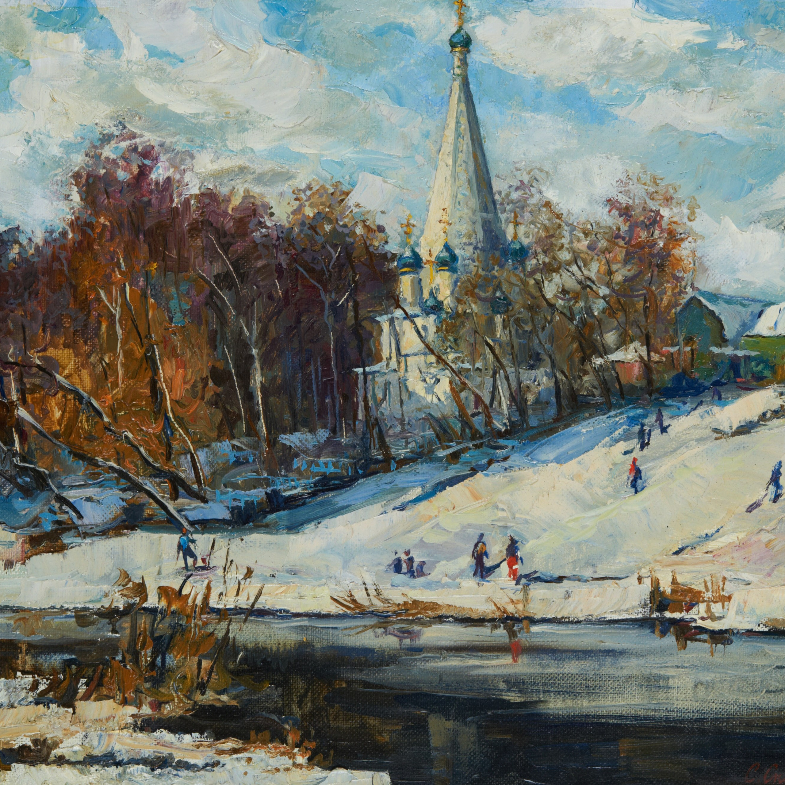 Зима на Яузе. Картинная галерея пейзажей Москвы от художника Станислава Скобелева