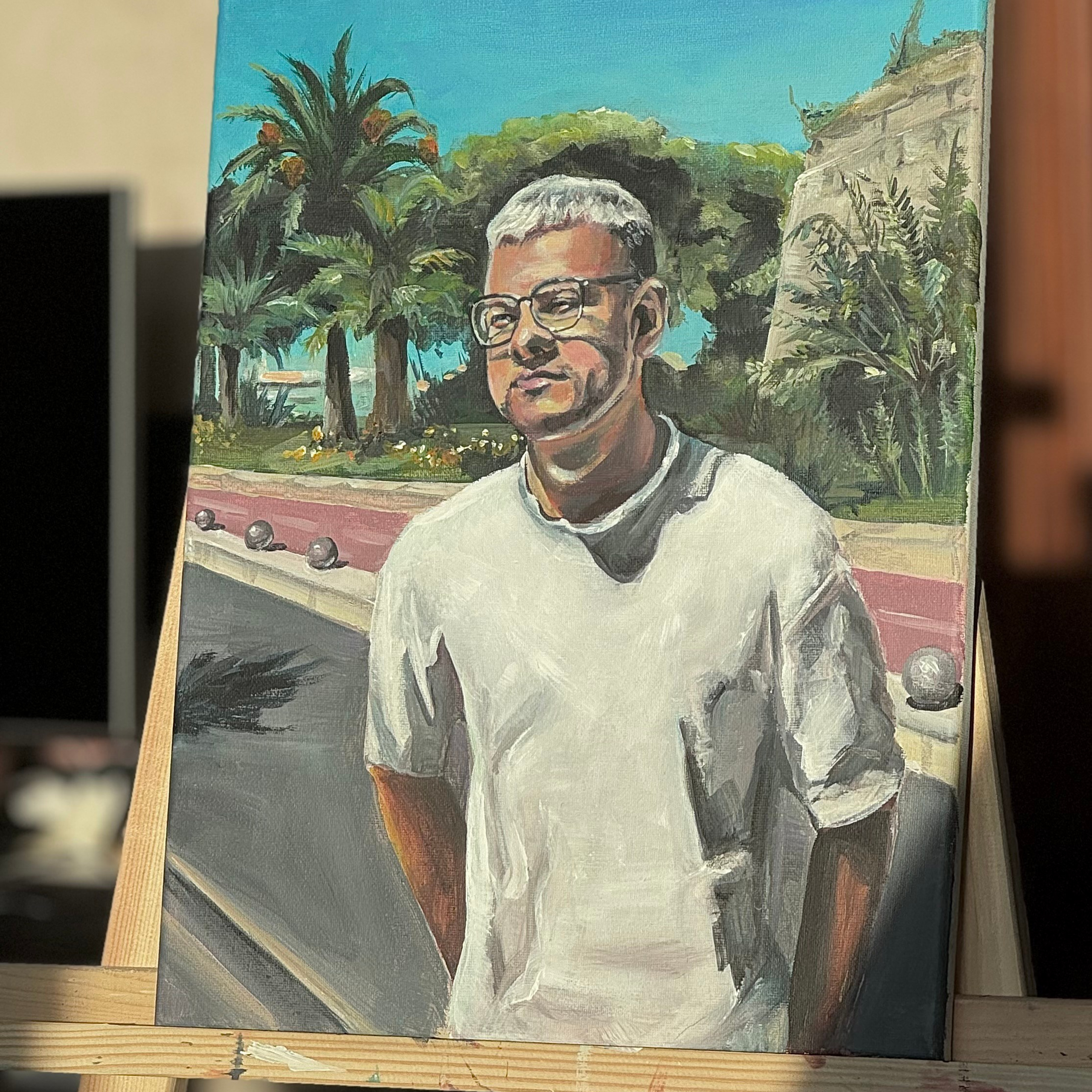 Продано. Портрет по фото 20х30 см. Акрил, холст. 2024