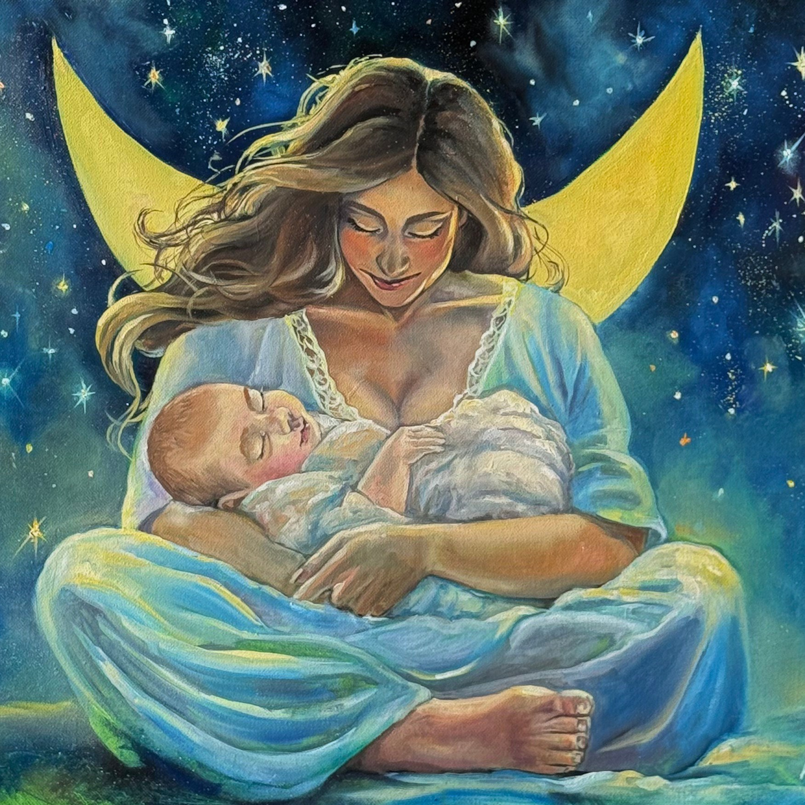 "Берегиня снов" 70х90 см. Масло, акрил, холст. 2025