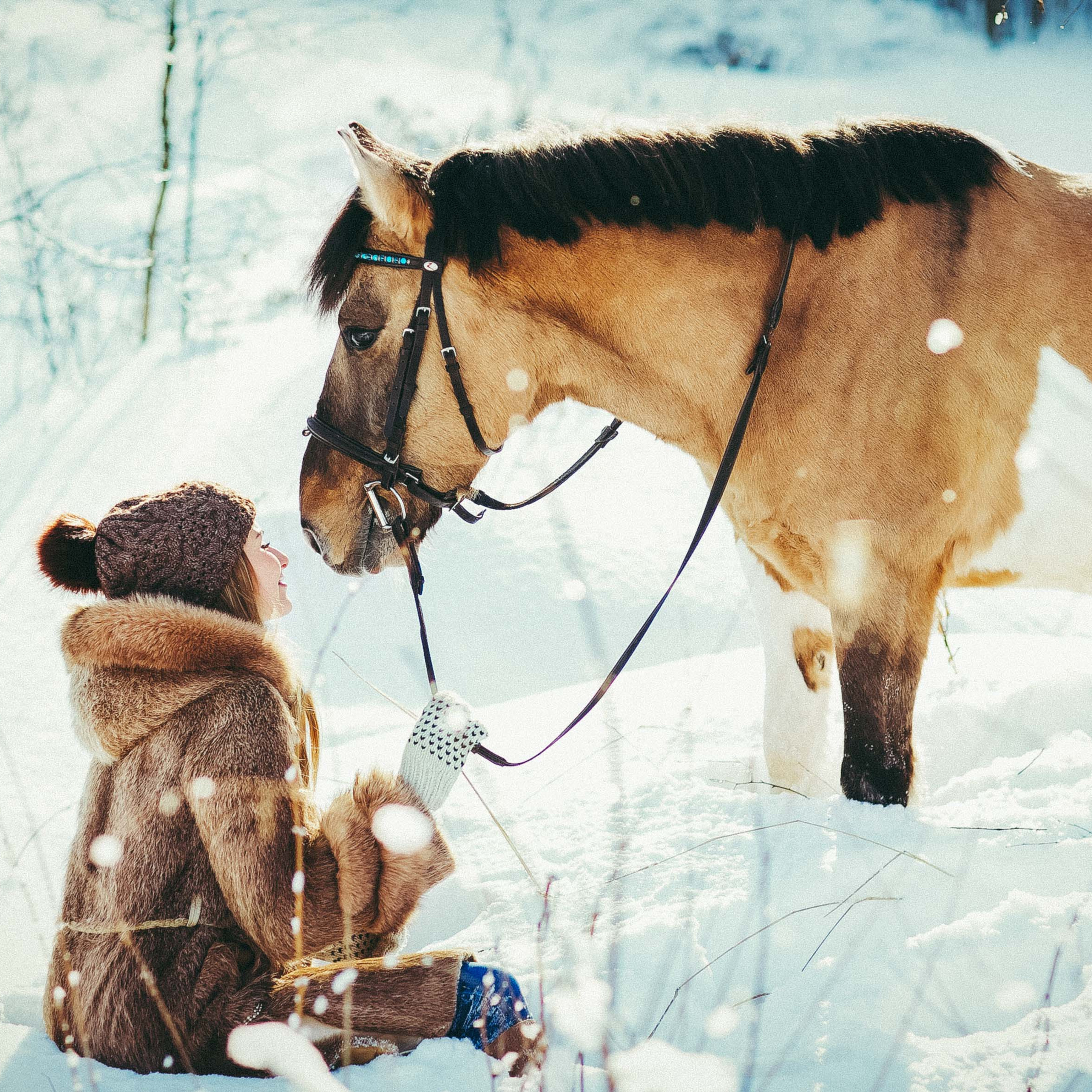 Vasilisa and the horse Chameleon.