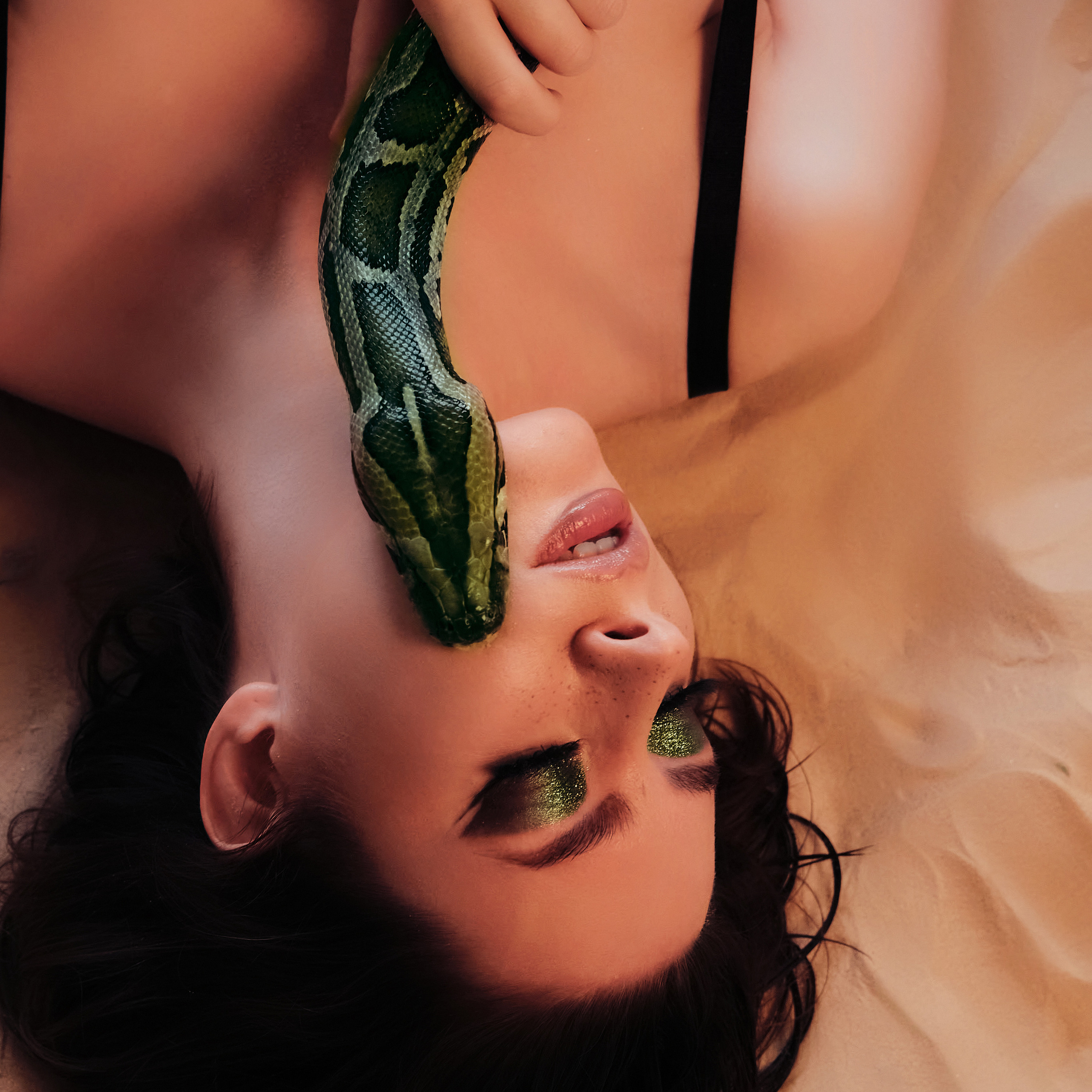 Влада. Фотосессия с тигровым питоном в фотостудии