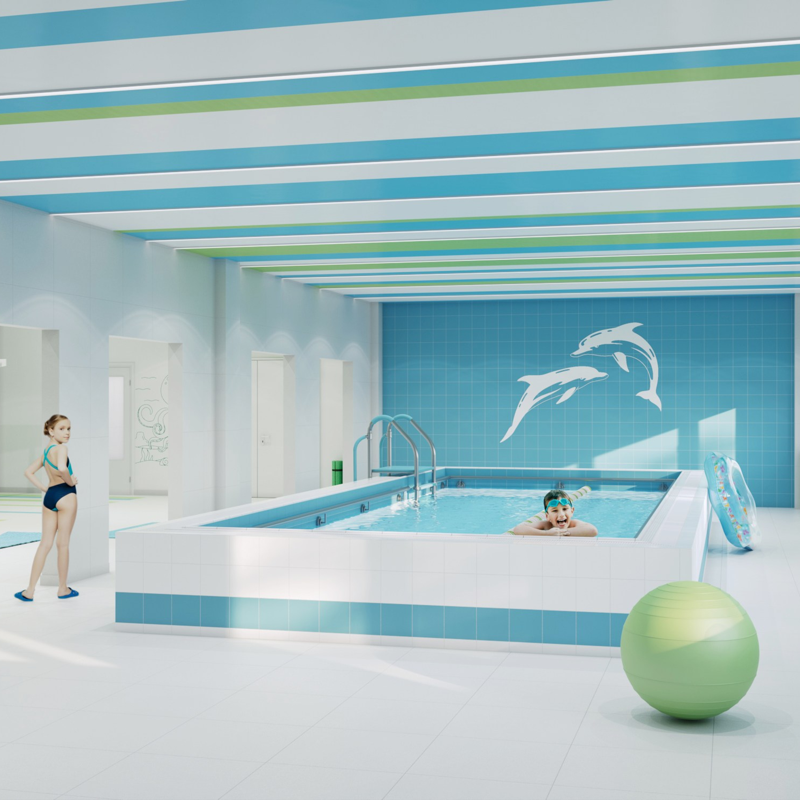 Концепция интерьера Детского сада № 102 на 350 мест с бассейном (2023 гг) г Кемерово