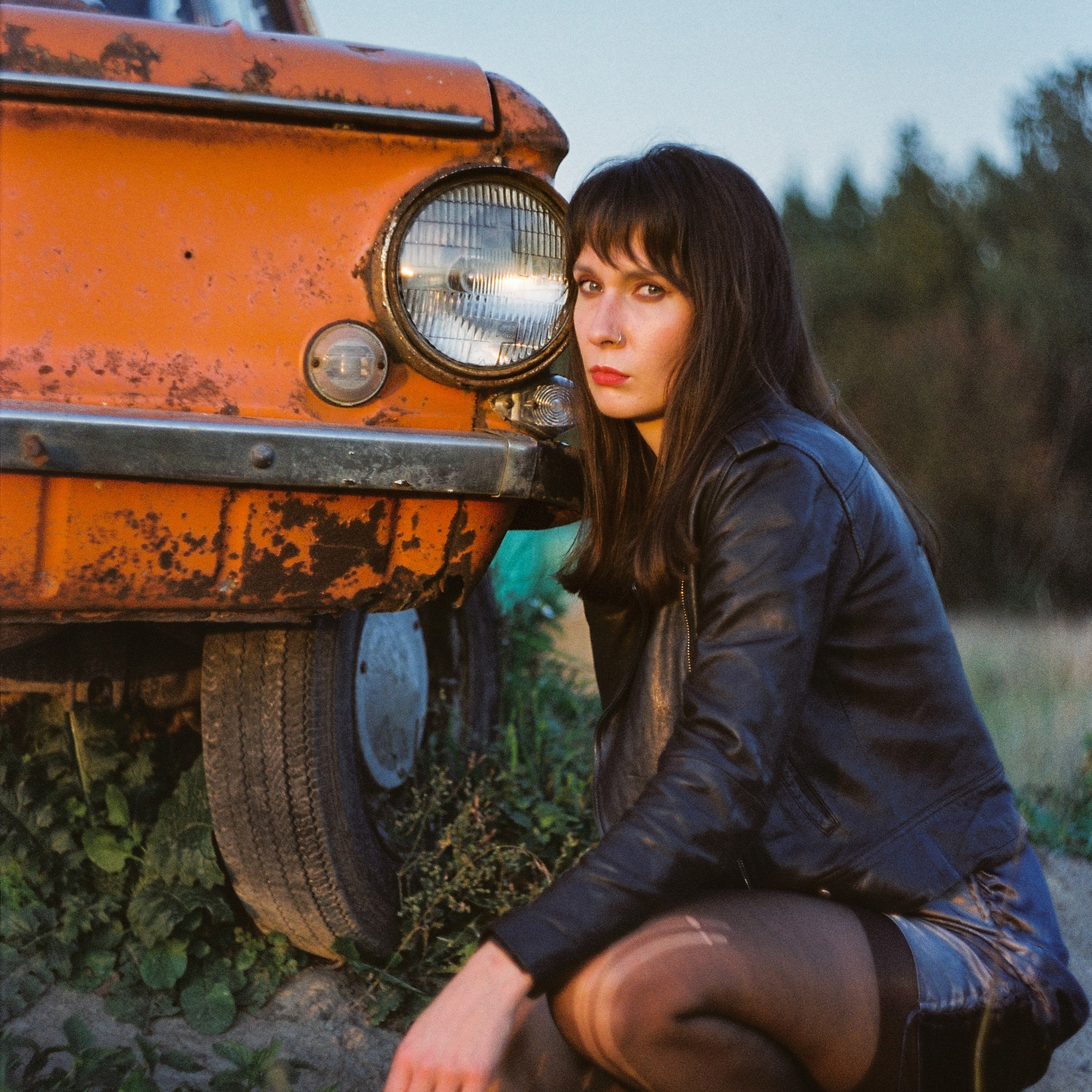 Фотосессия на плёнку для Ксении в Санкт-Петербурге, в области, на закате