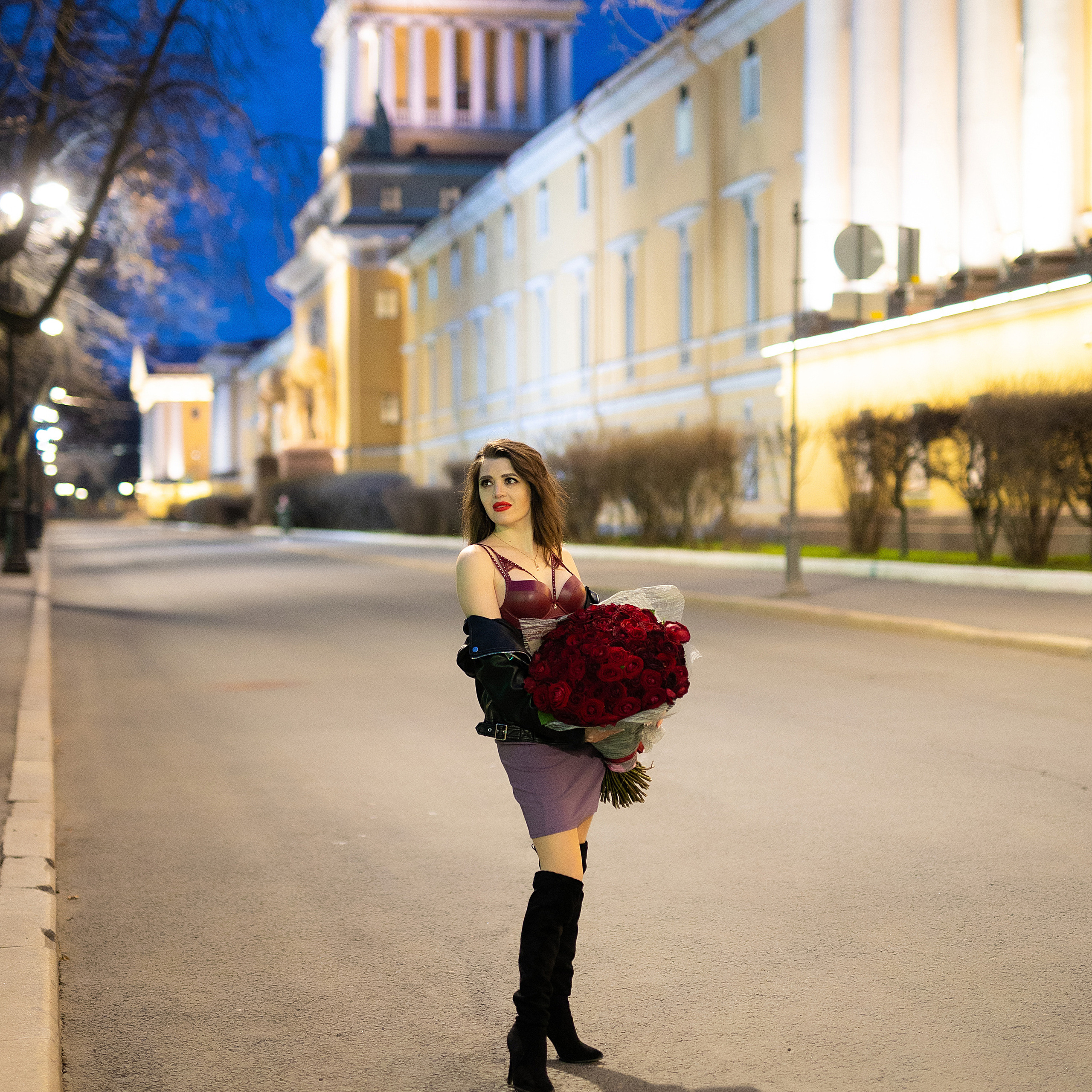 фотосессия у Адмиралтейства ночью