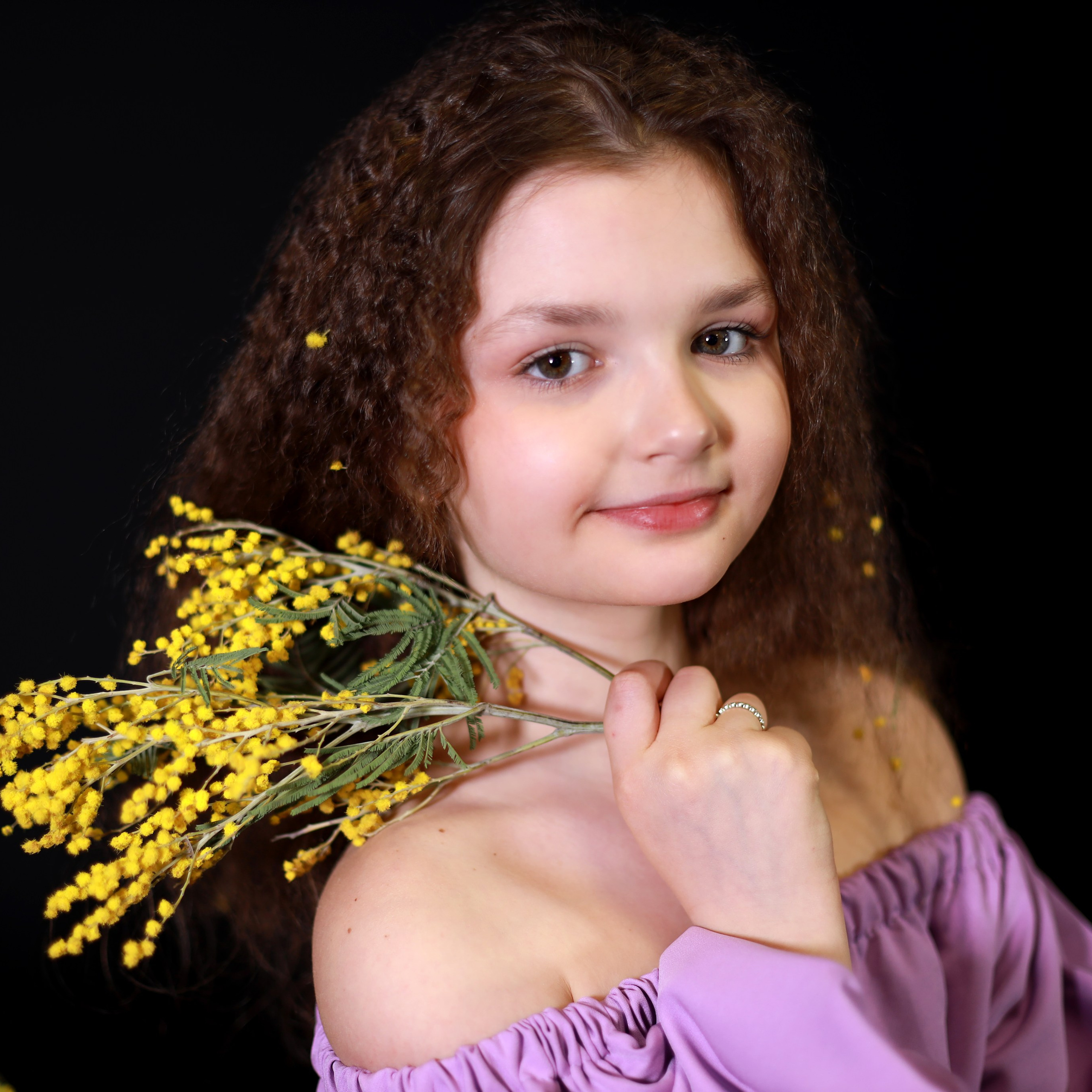 Съёмка с мимозами