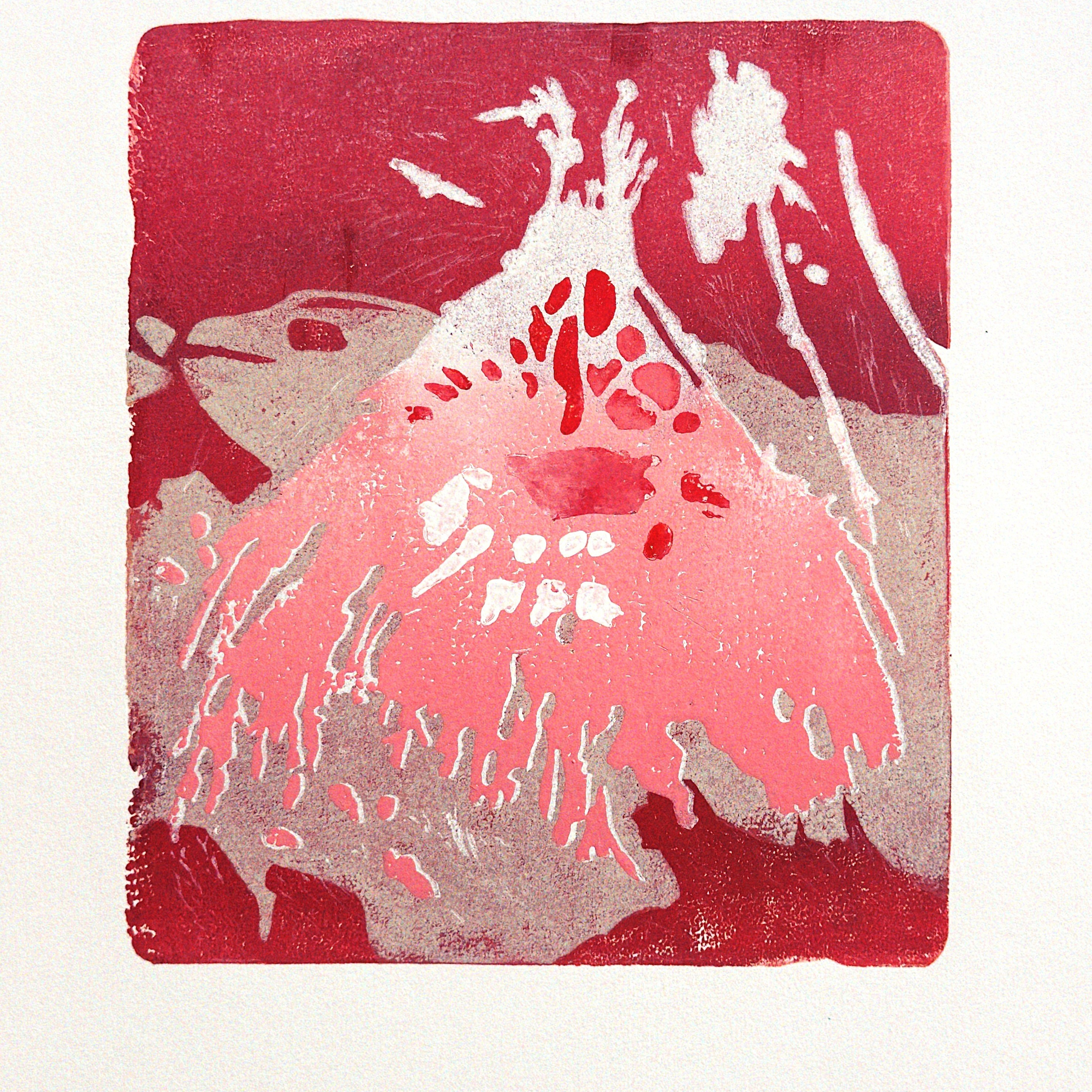 Линогравюра "Сень", тираж 5 экз., 30х42 см, 2025