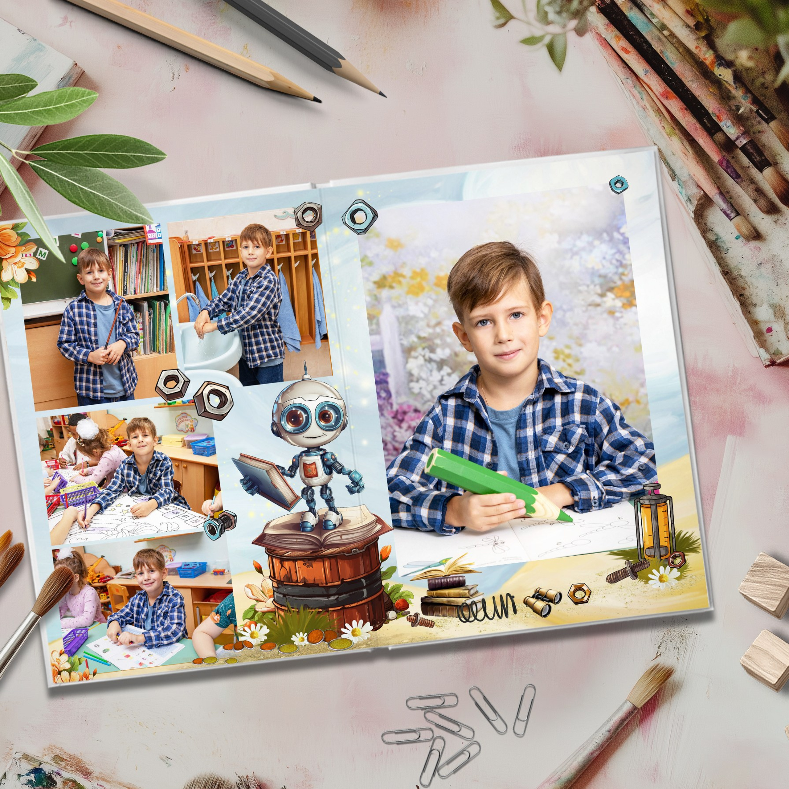 Дизайн «Роботы». Шаблоны и дизайны выпускных альбомов и фотокниг