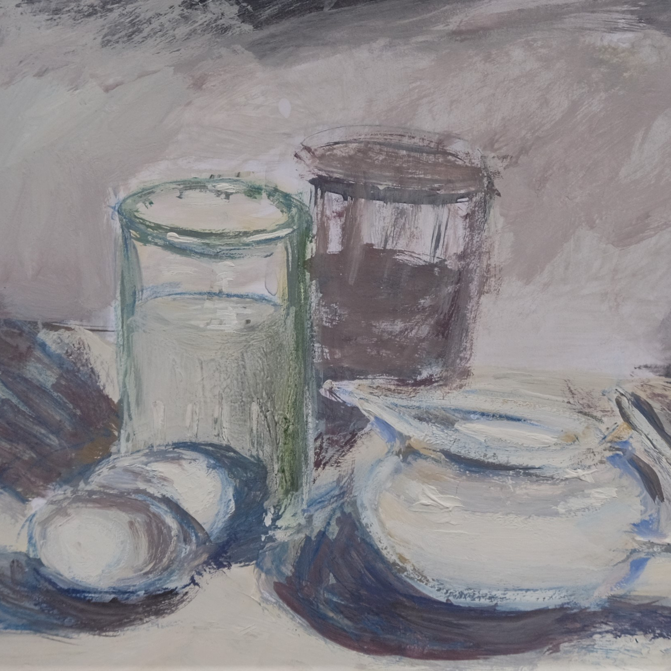 Белый натюрморт. Бумага, гуашь, 21х14,5, 2023. Цена по запросу.