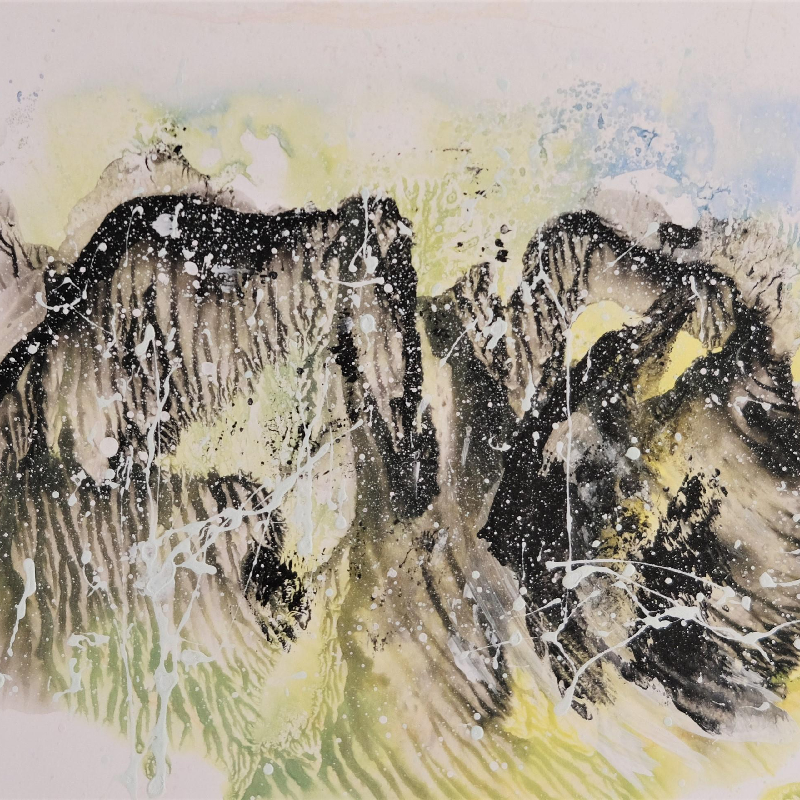 Каньон в снегу. Мелованный картон, гуашь, 15х21. 2022. (в наличии)