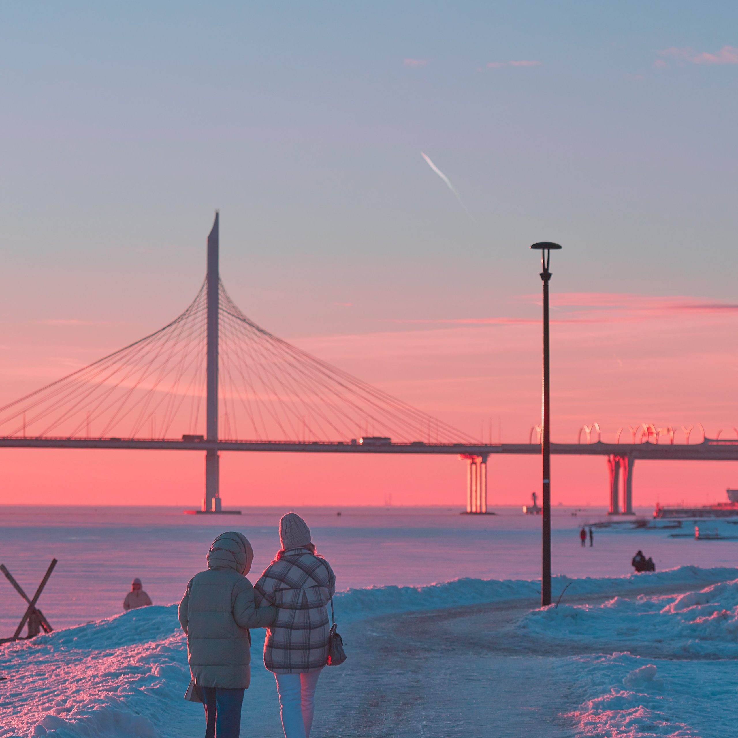 Морозный Петербург вид на ЗСД семейный фотограф Гранкин Александр СПБ