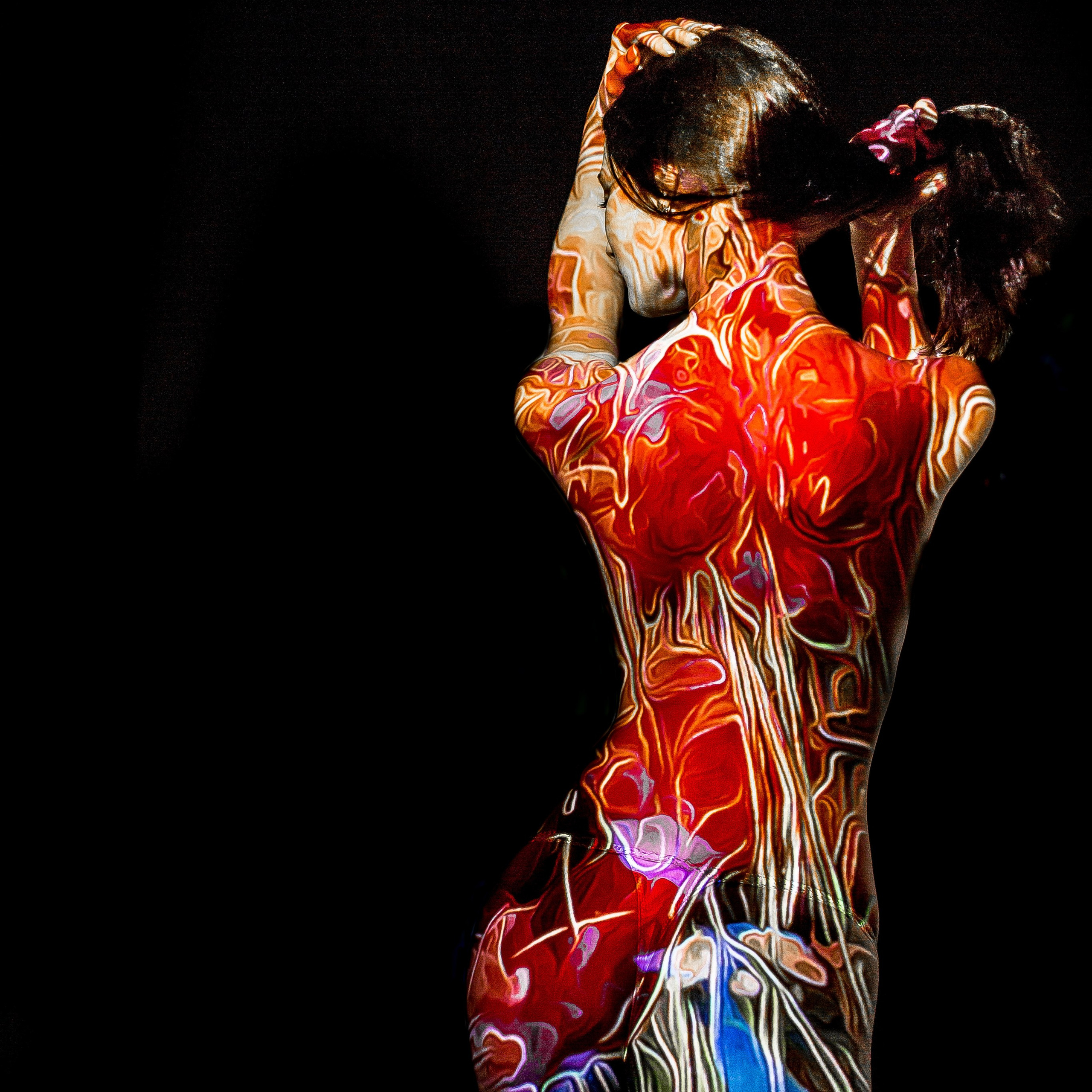 голая женская спина фотосессия с проектором Гранкин Александр Санкт-Петербург  