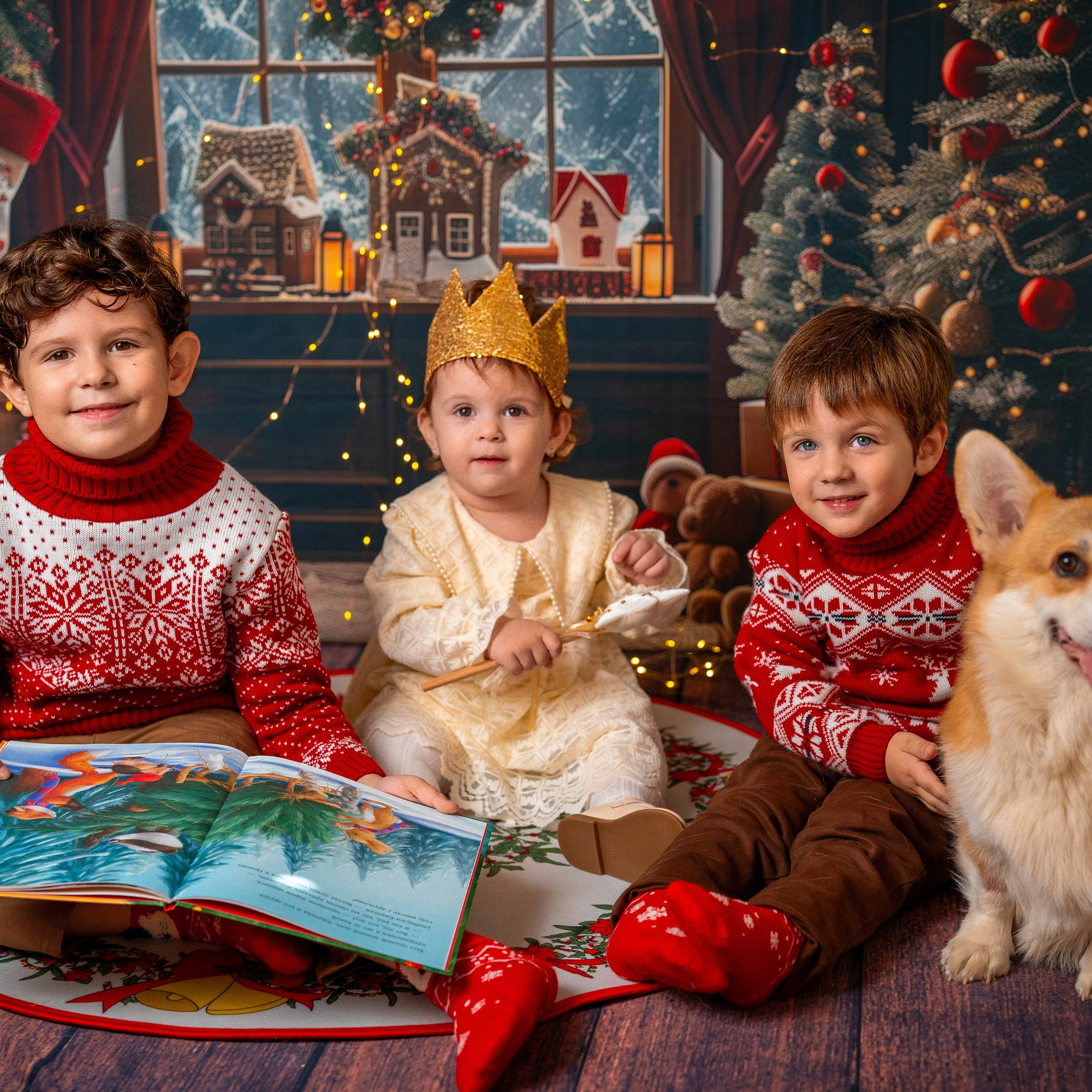Новогодняя комната с корги. Детский и семейный фотограф в Краснодаре Анастасия Blumberry