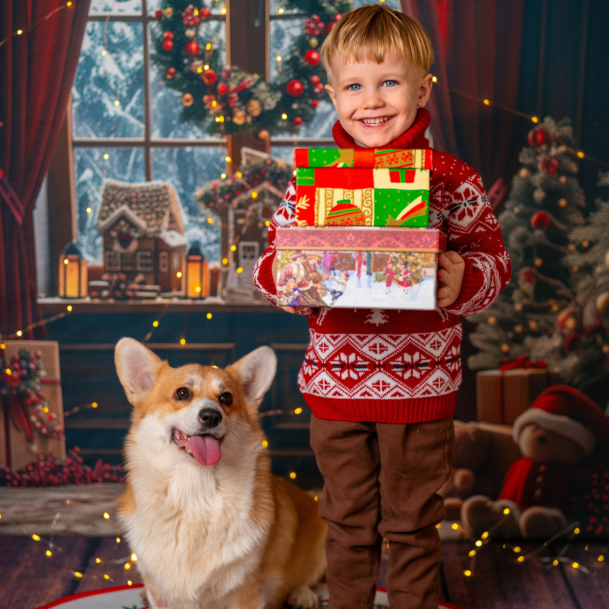 Новогодняя комната с корги. Детский и семейный фотограф в Краснодаре Анастасия Blumberry