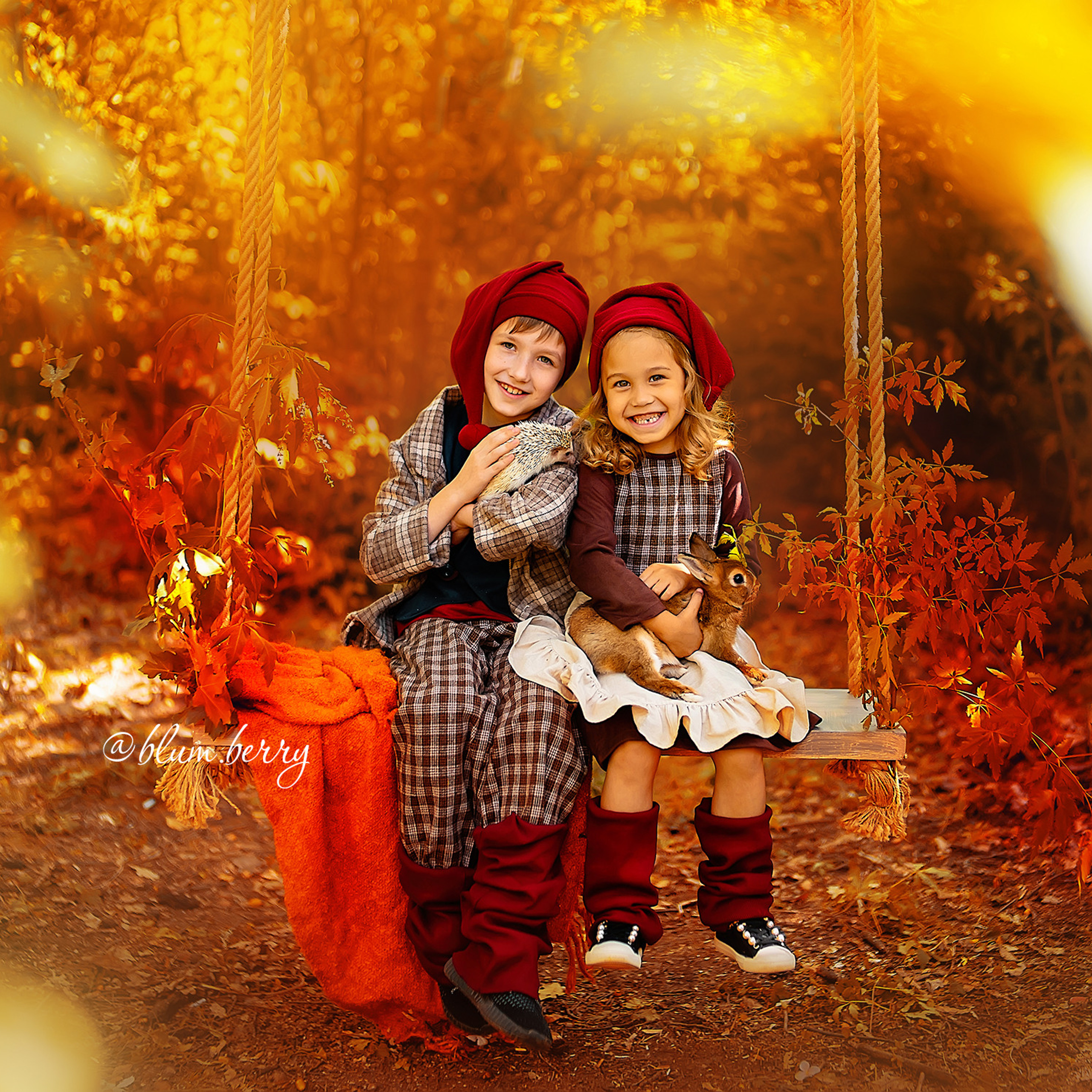 Гномы с ёжиками и кроликами. Детский и семейный фотограф в Краснодаре Анастасия Blumberry