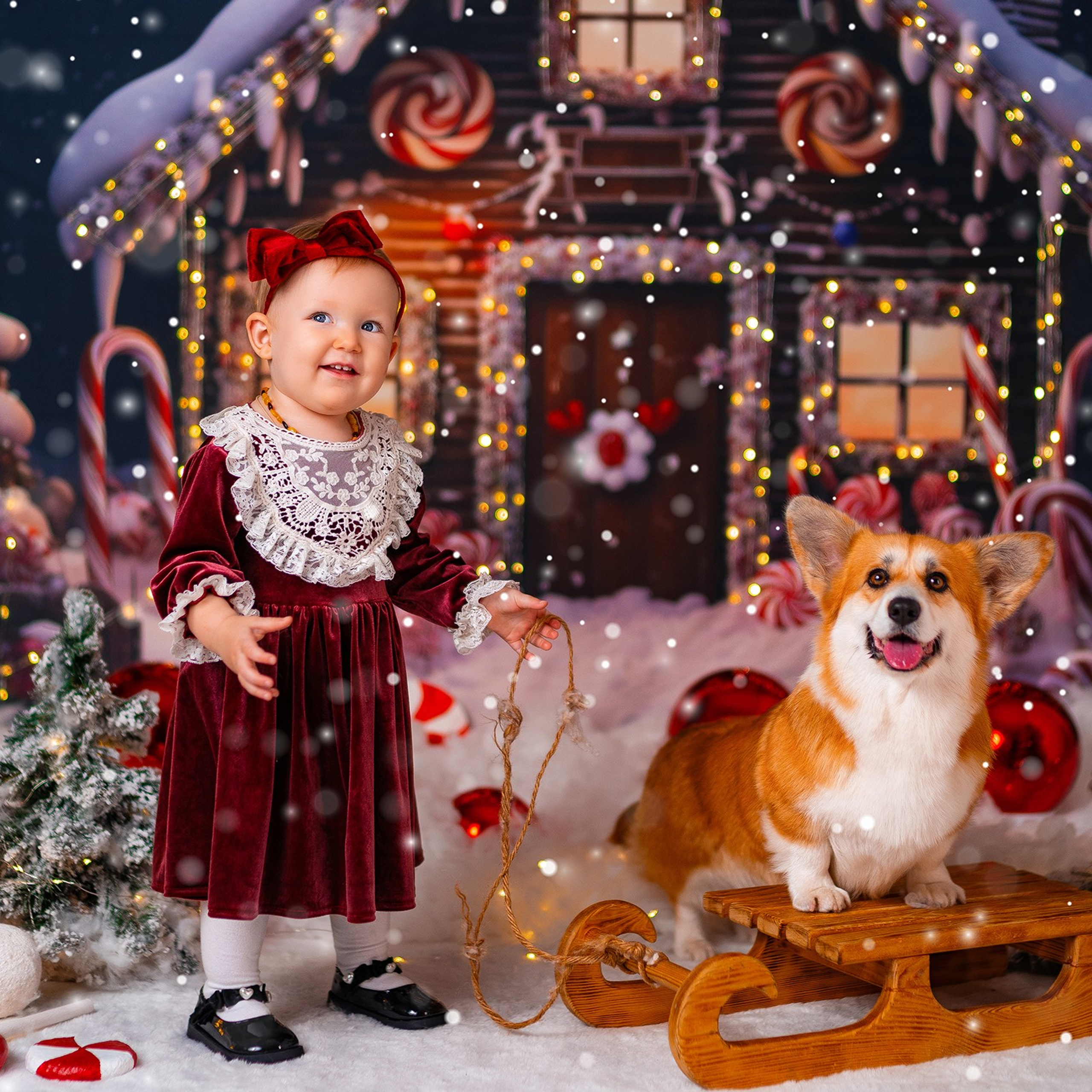 Новогодняя с корги. Детский и семейный фотограф в Краснодаре Анастасия Blumberry