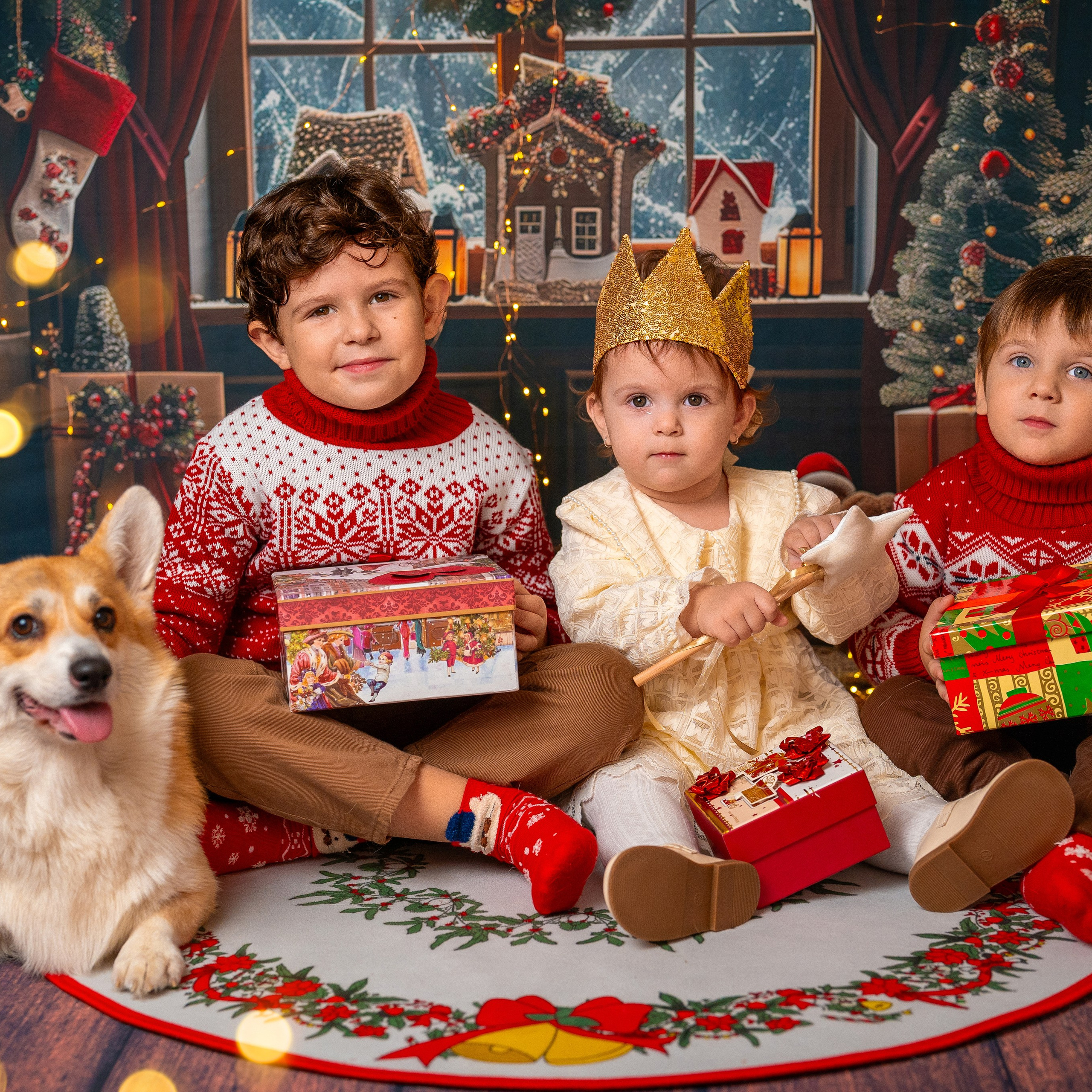 Новогодняя комната с корги. Детский и семейный фотограф в Краснодаре Анастасия Blumberry