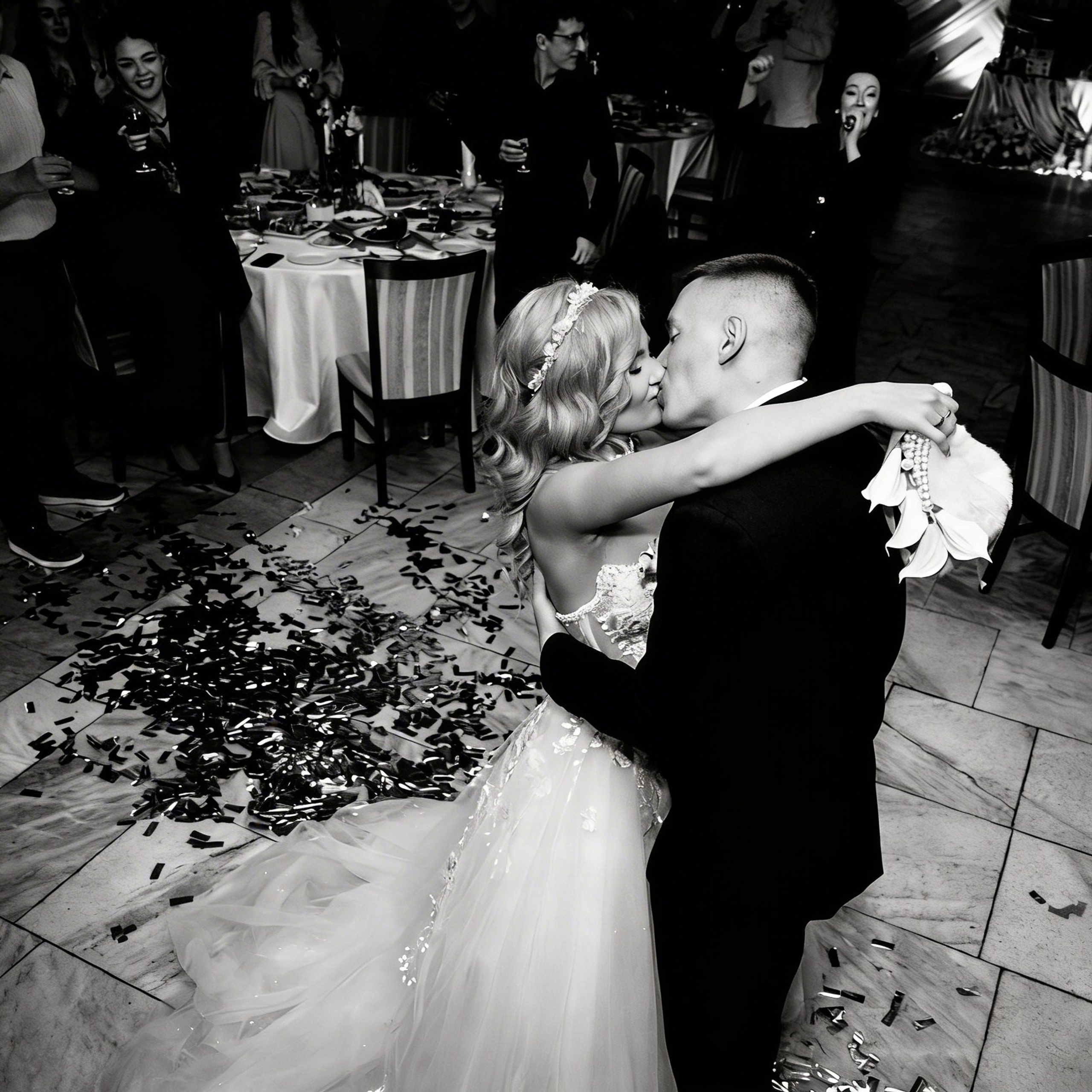 Черно белая фотография со свадьбе в Усть-Илимске