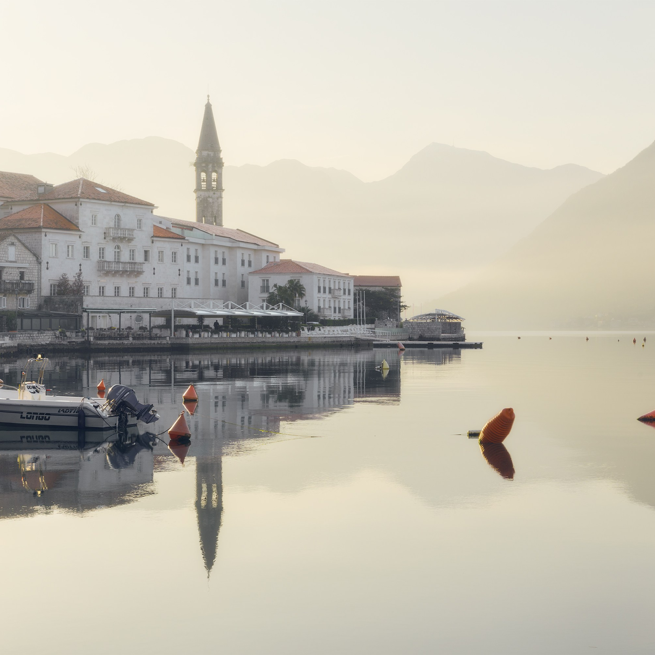 Dawn in Perast. Dawn in Montenegro.