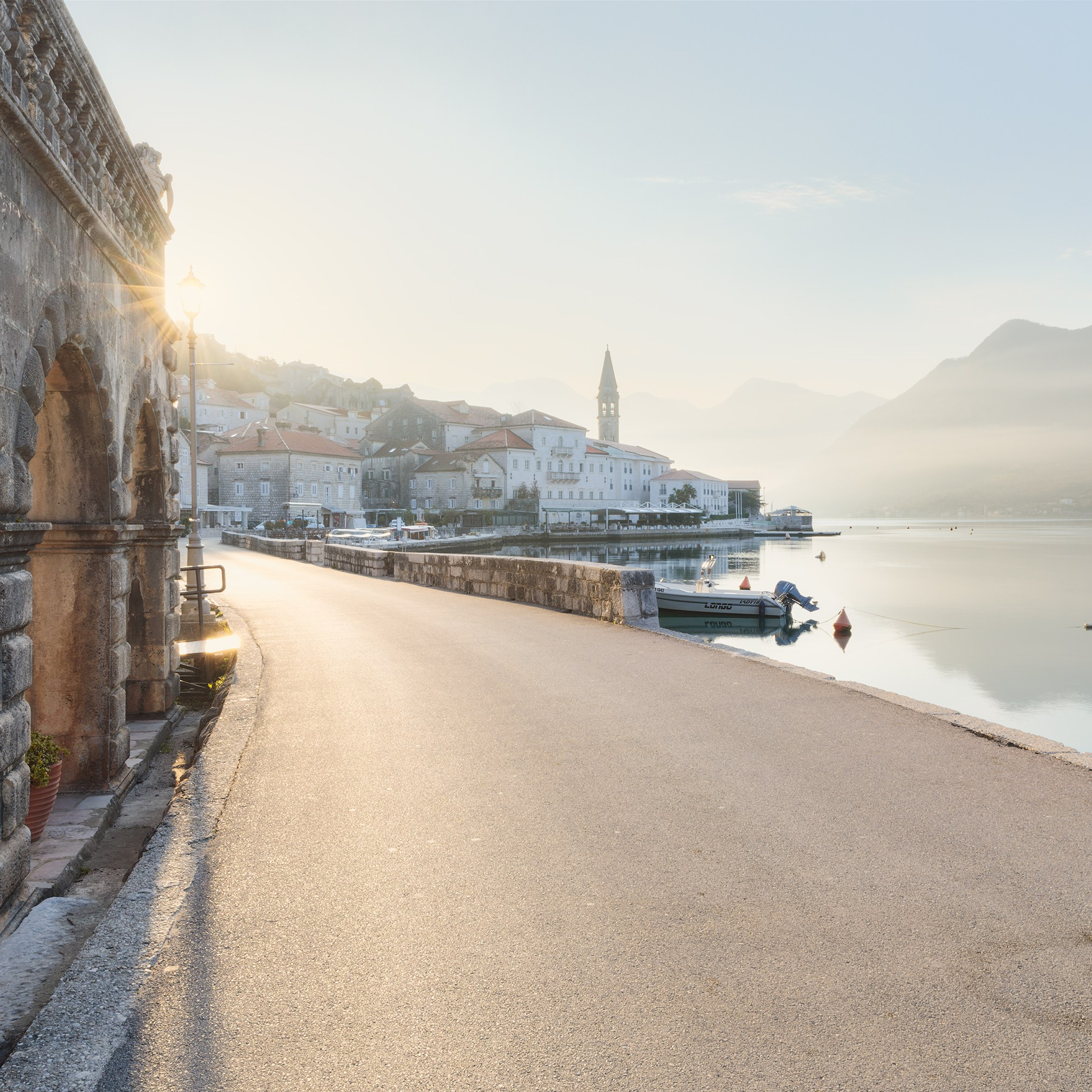 Dawn in Perast. Dawn in Montenegro.