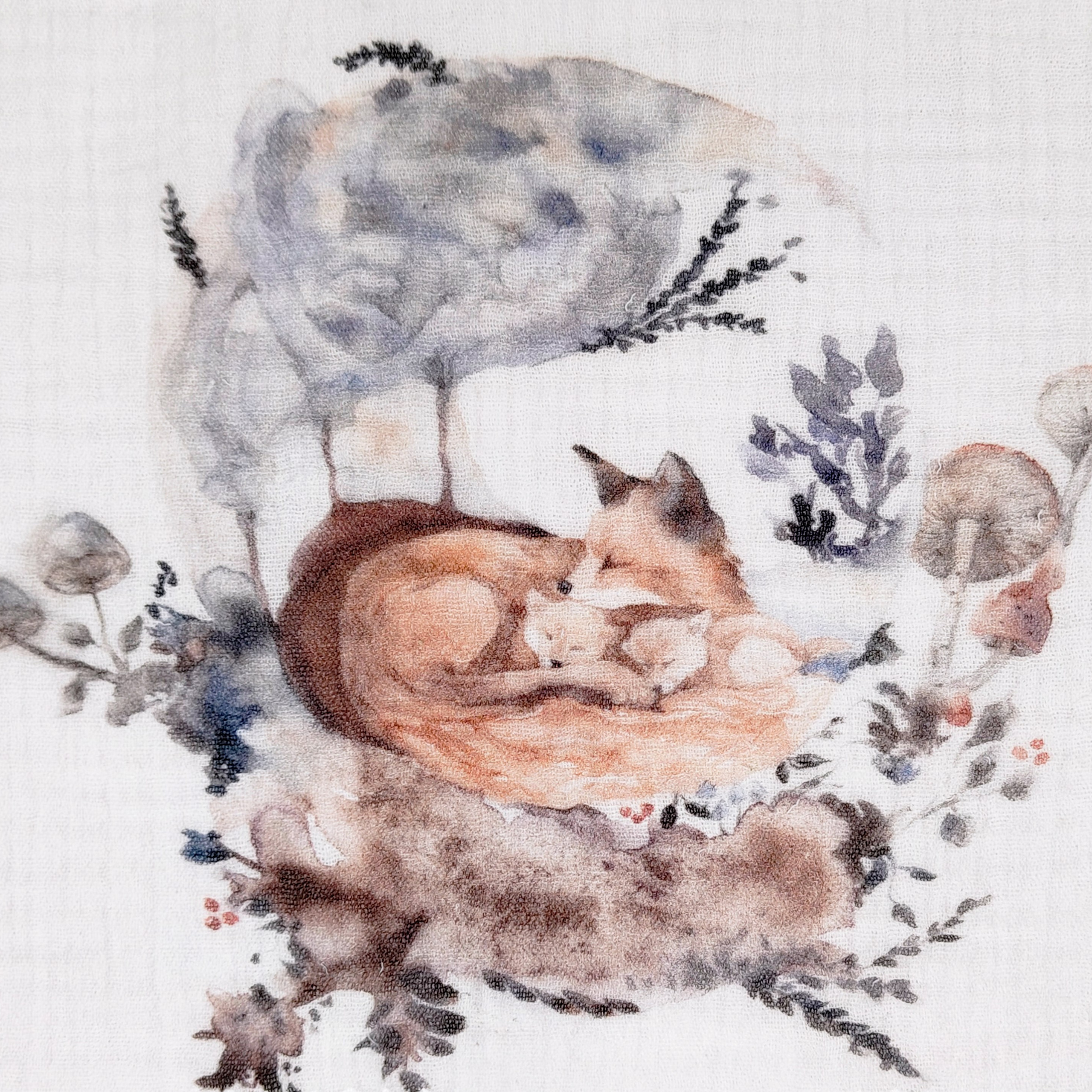 Принт «Семья лис» муслин. 1 м ткани. Роспись стен и декор в детских комнатах Москва и Подмосковье