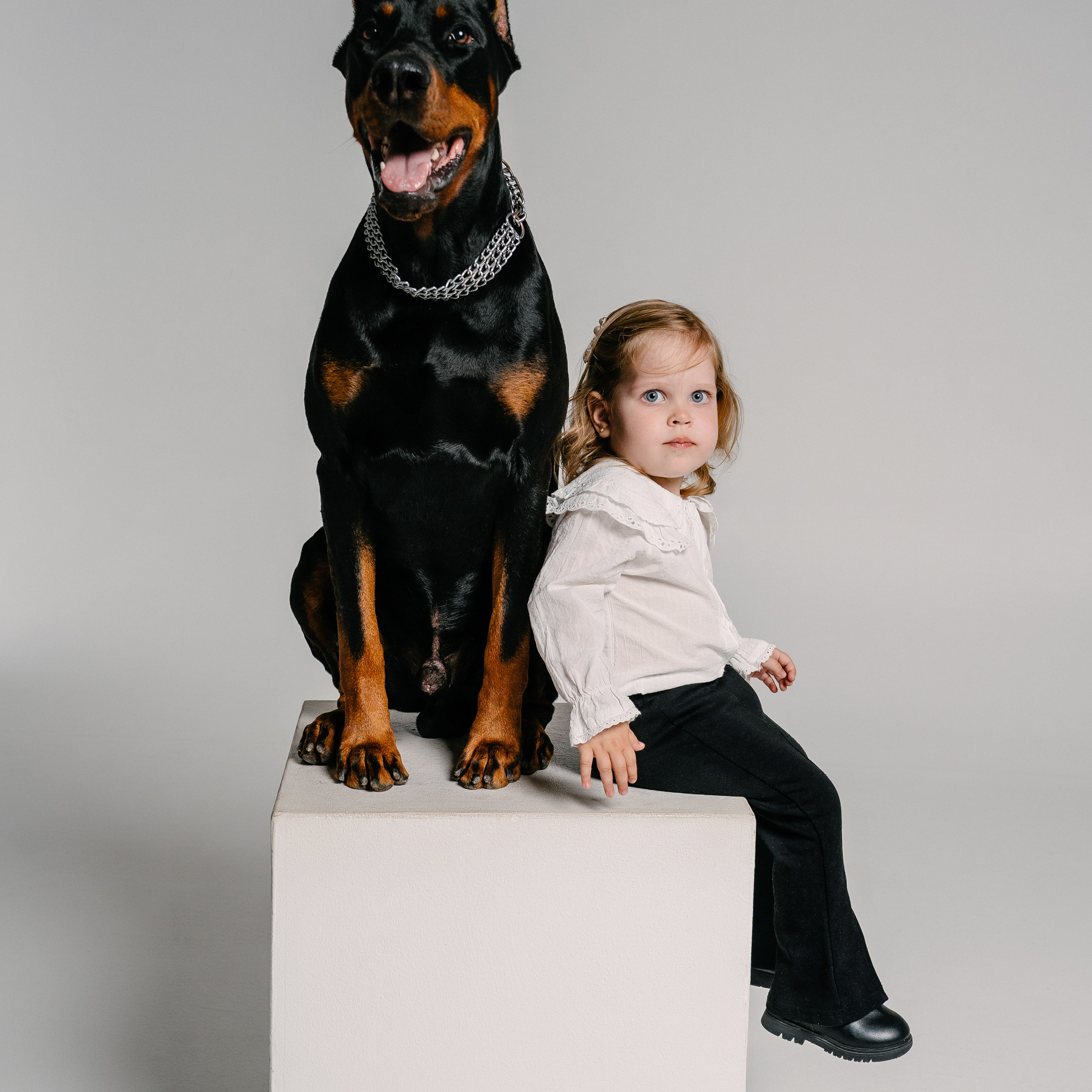 Малышка Эмилия и Доберман Кай