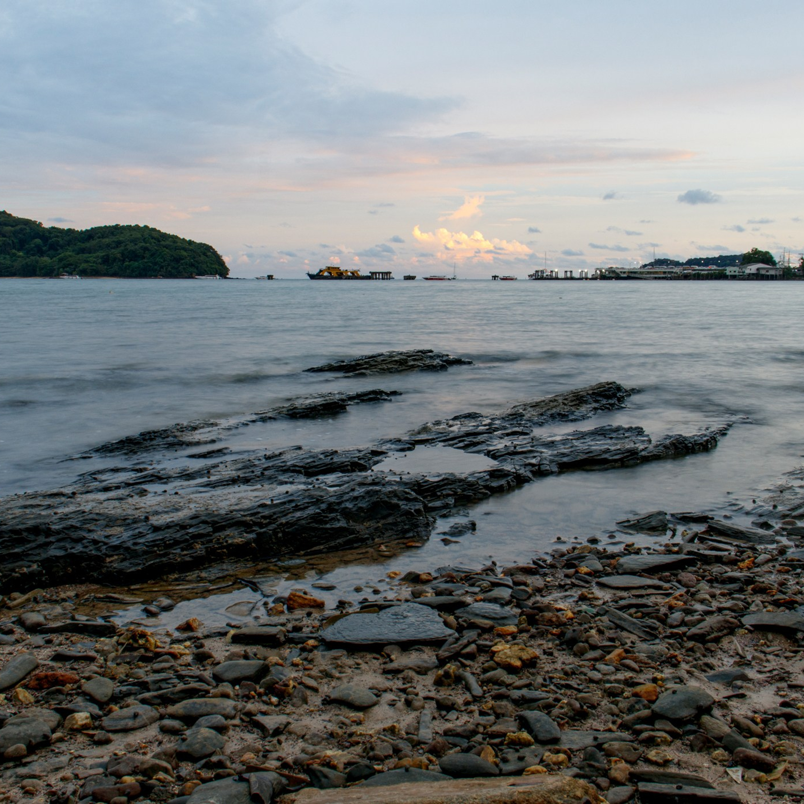 Отпечаток: Закат с лодками
