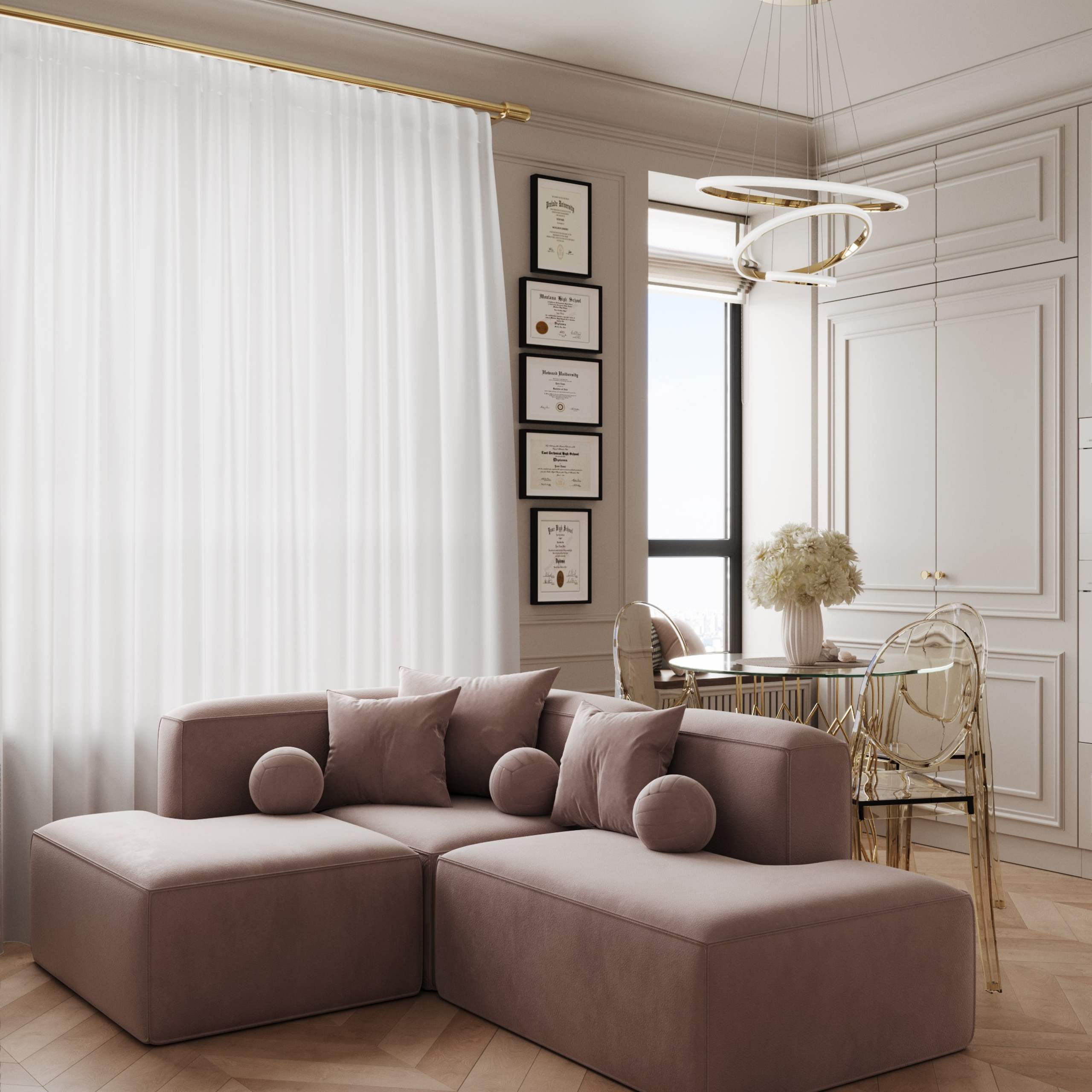 Неоклассика — квартира студия 25 м² для девушки