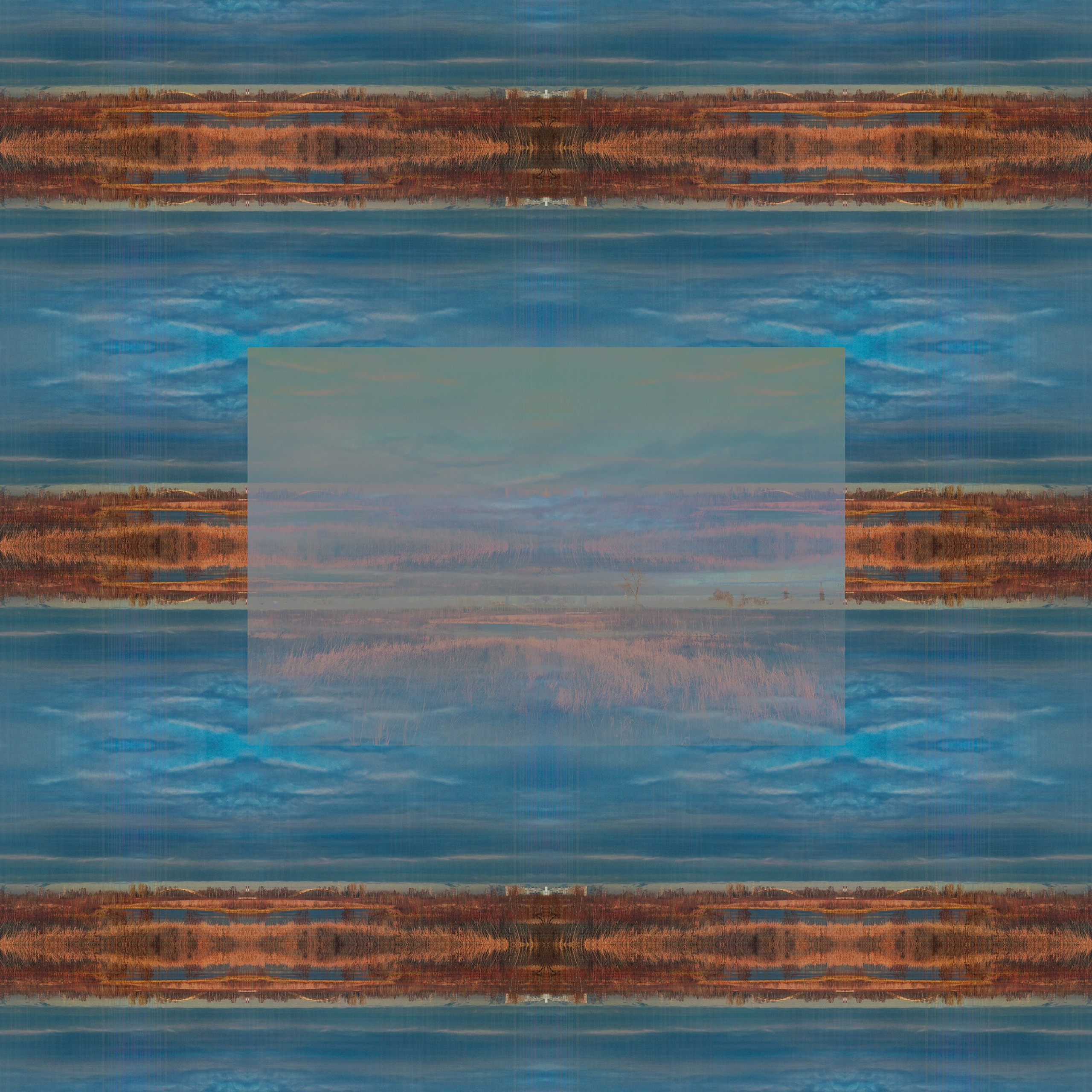 深い秋の夢 (Сон глубокой осени)#001 - картина из серии Screen Interference — это монументальный диалог природы с цифровым пространством, воплощённый на 100x100 см, в технике пластификации. Художник мастерски улавливает переходные состояния времени, пространства и восприятия, создавая образ, одновременно зыбкий, как отражение в воде, и стабильный, как паттерн цифровой текстуры.