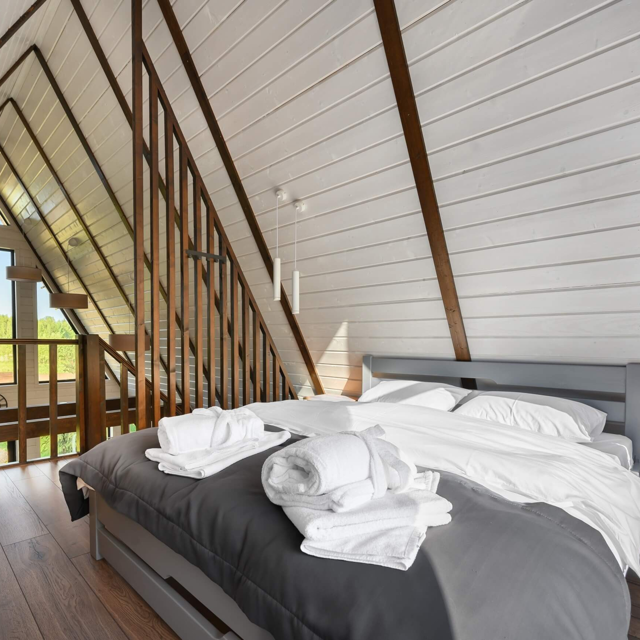 Треугольный коттедж на 6 человек с чаном и баней — Афрейм в подмосковье в аренду