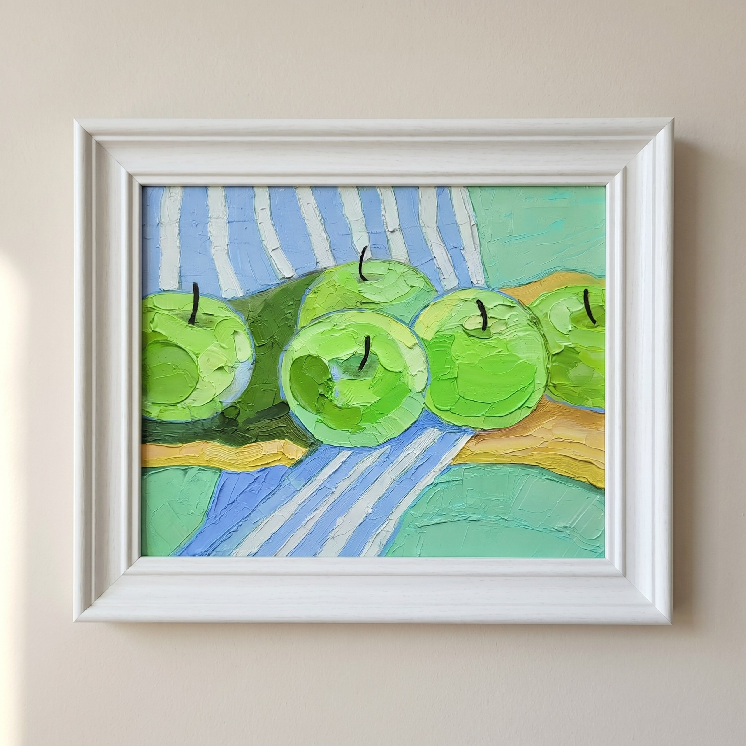 «Яблочки зеленые». Масло на картоне. 25×20см. Цена без рамы. 6000р. Галерея авторских картин художницы Бельмесовой Евгении