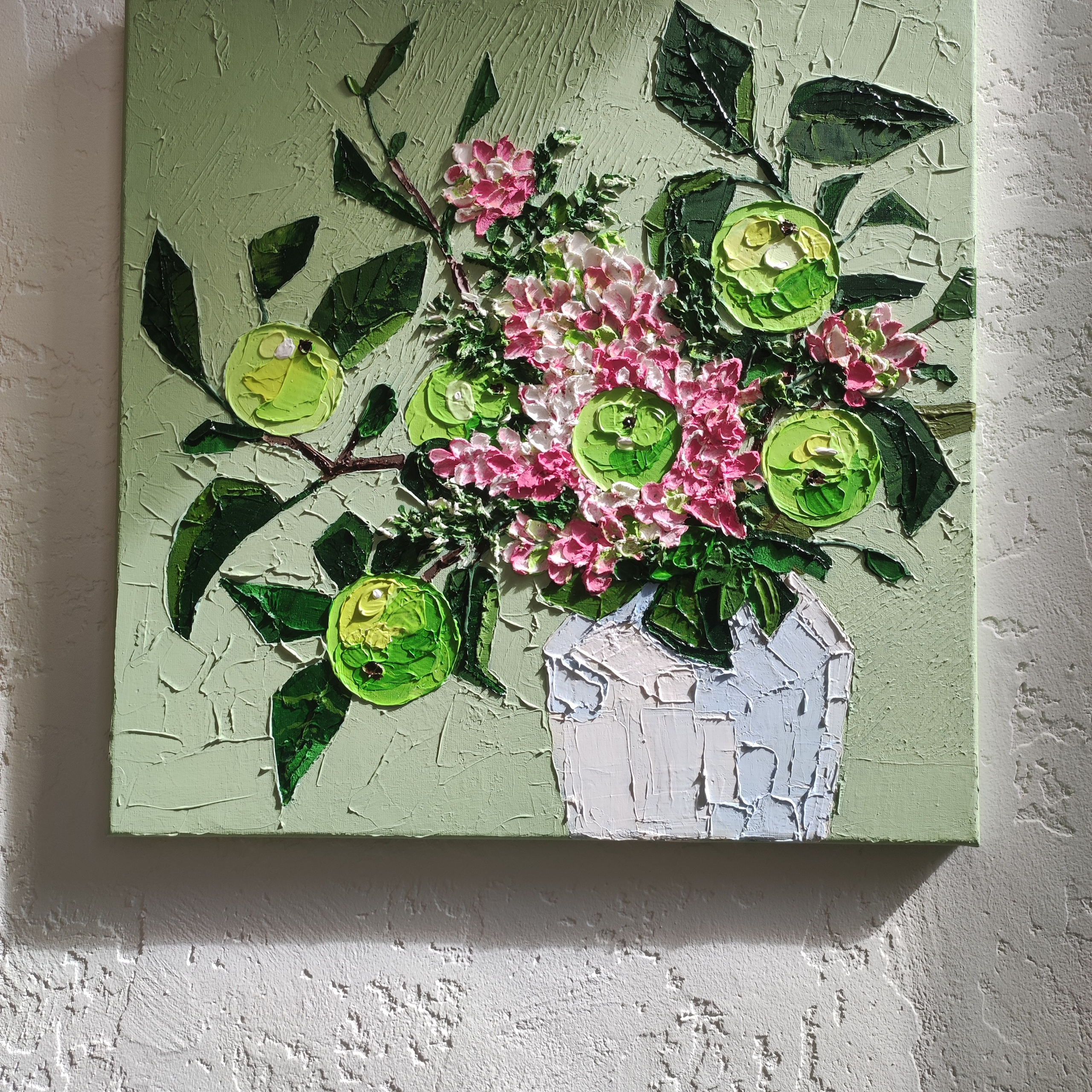 «Яблочки». Акрил, холст на подрамнике, 40×40 см.