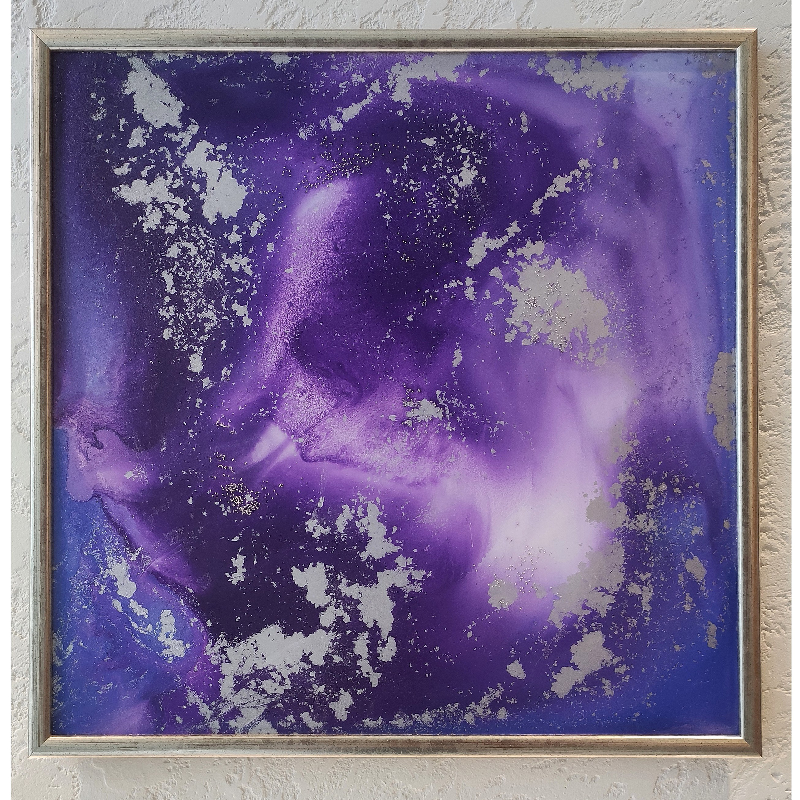 «На небе ровно столько звезд, сколько наших глаз». Абстрактная картина, акрил, пластик. 52×52 см. 2500р в раме. Галерея авторских картин художницы Бельмесовой Евгении