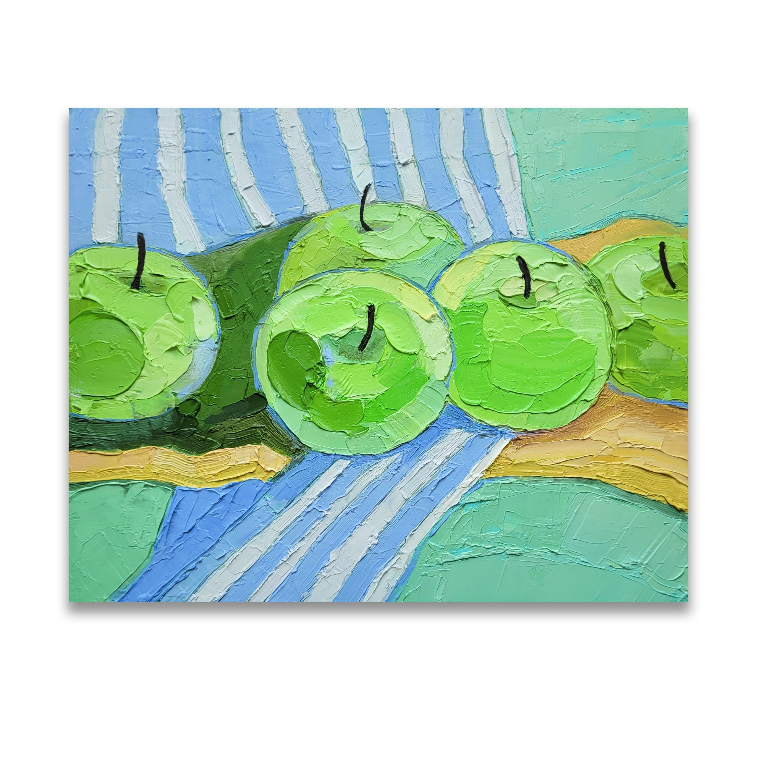 «Яблочки зеленые». Масло на картоне. 25×20см. Цена без рамы. 6000р. Галерея авторских картин художницы Бельмесовой Евгении