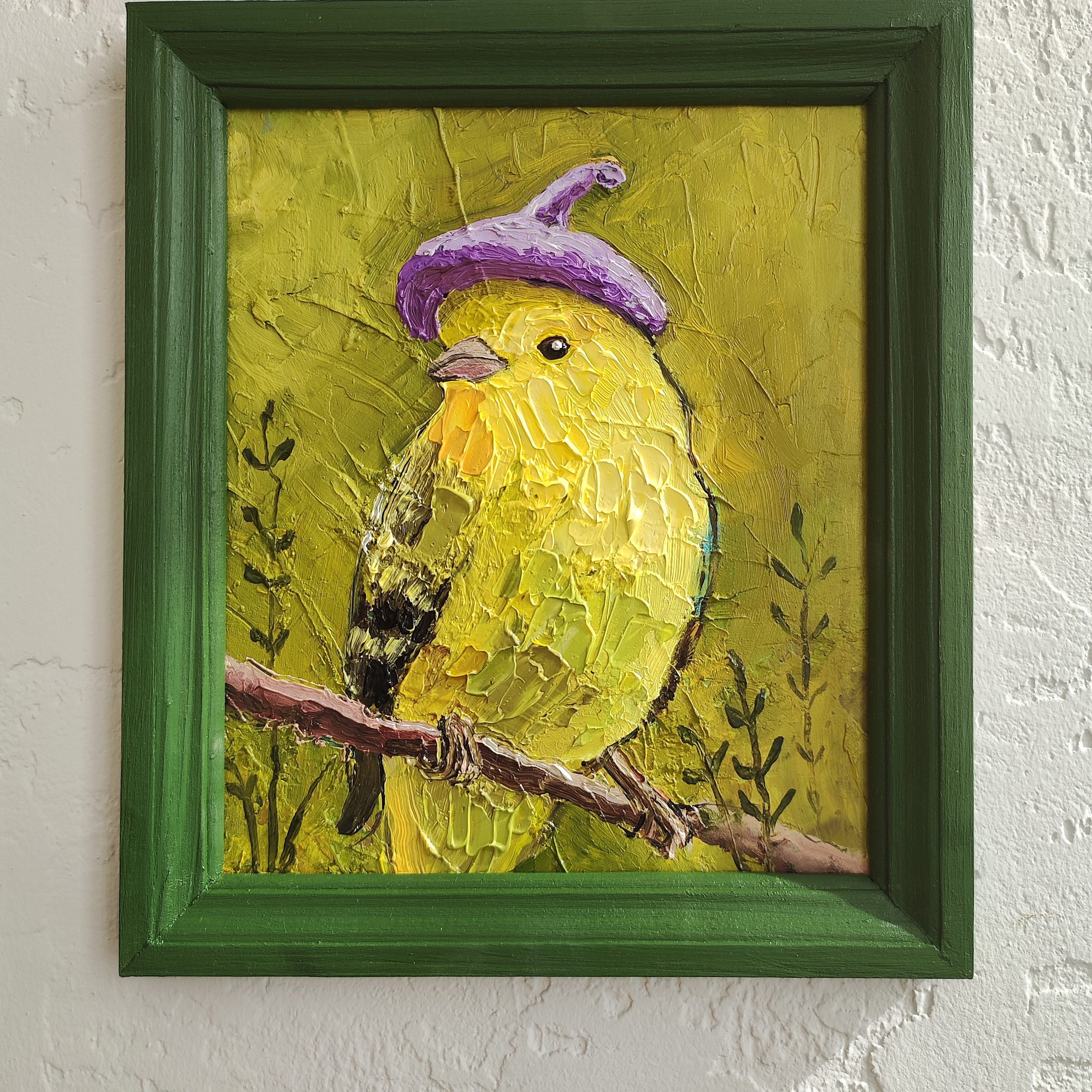 «Пташка-милашка». Масло, картон, 15×18 см