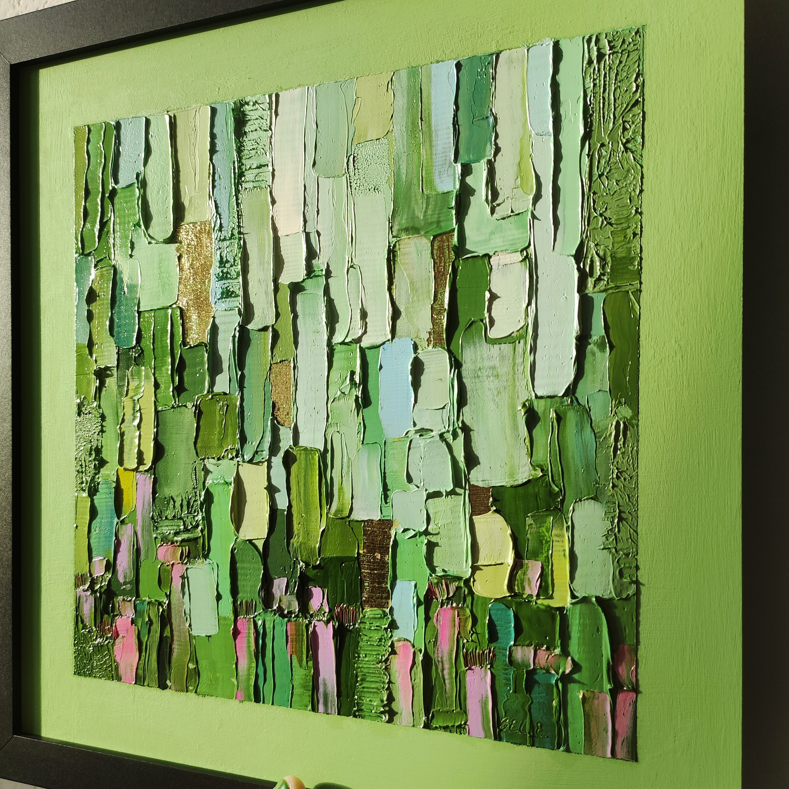 Зеленая современная абстрактная картина маслом