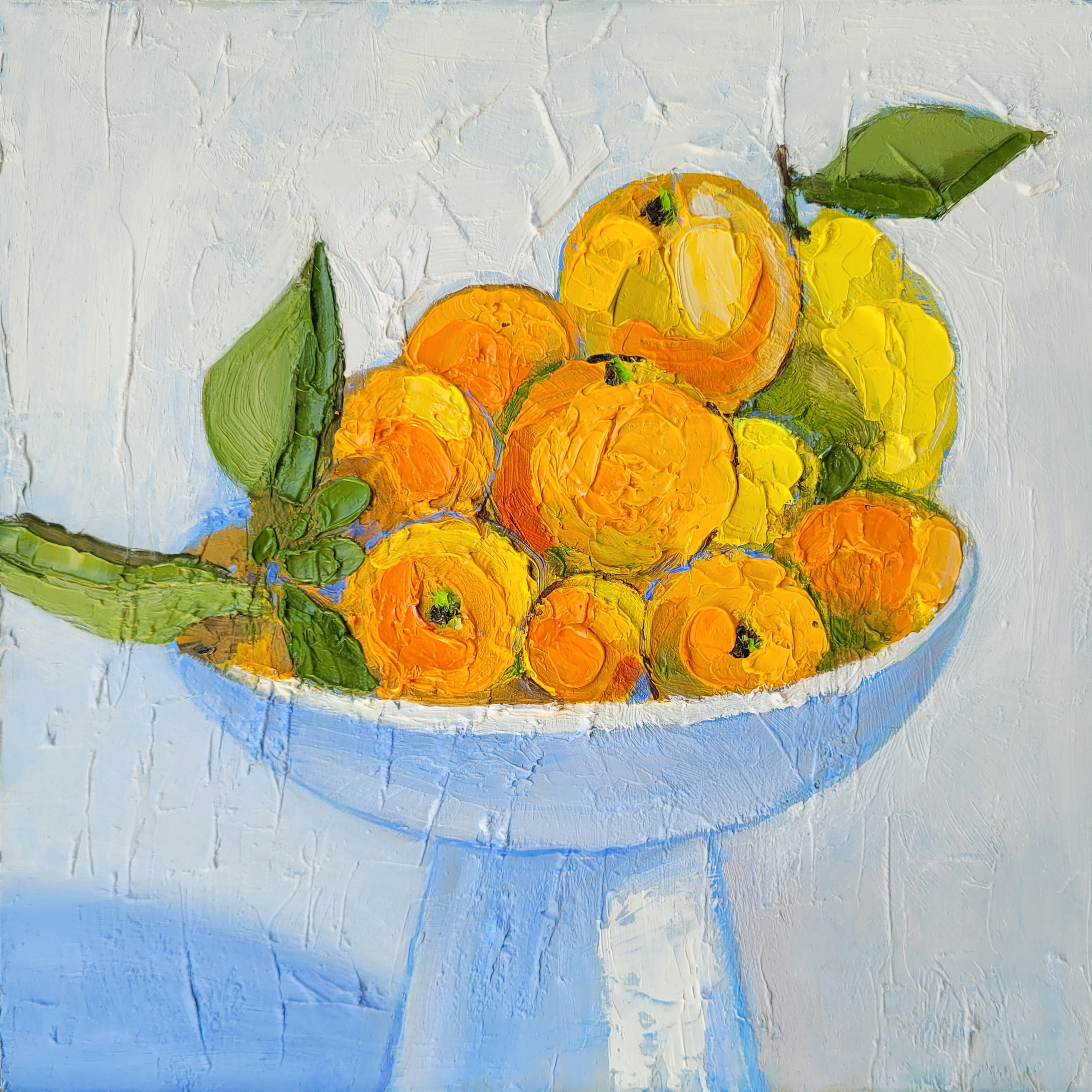 «Фрукты в рамке», масло на картоне, 25×25 см
