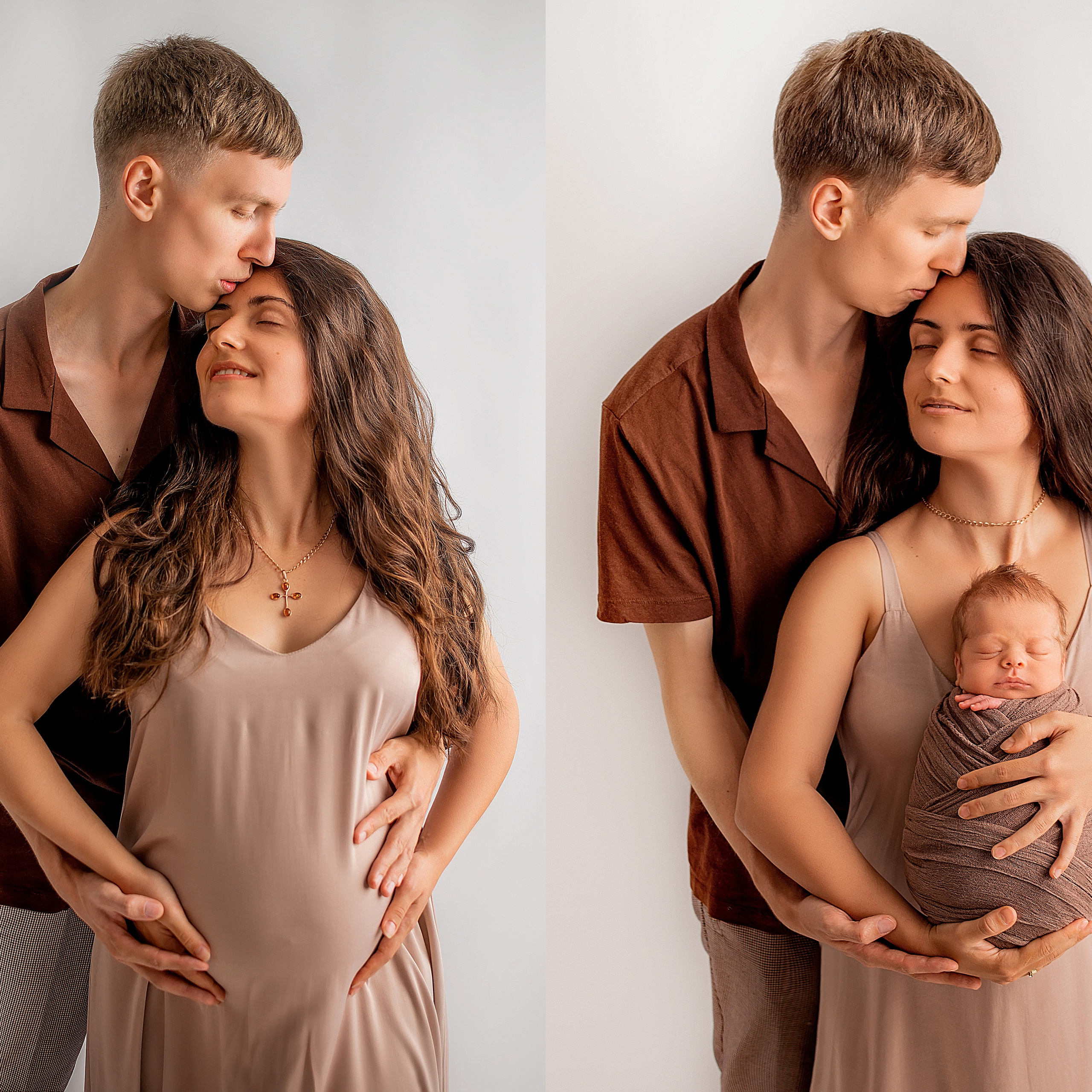 Коллаж до и после появления малыша