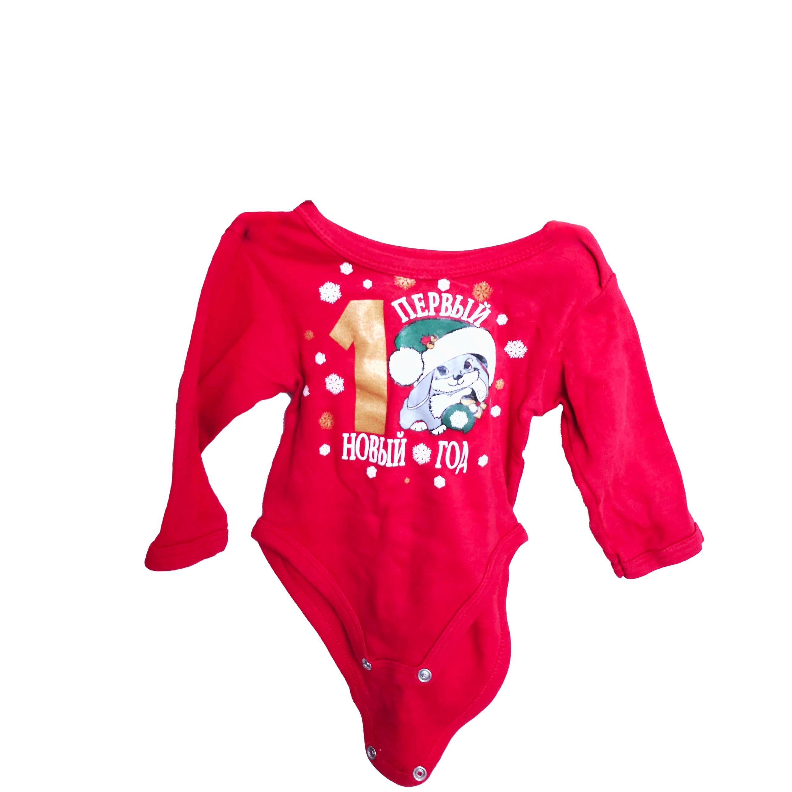 Боди трикотажное детское красное новогоднее 3-6 мес