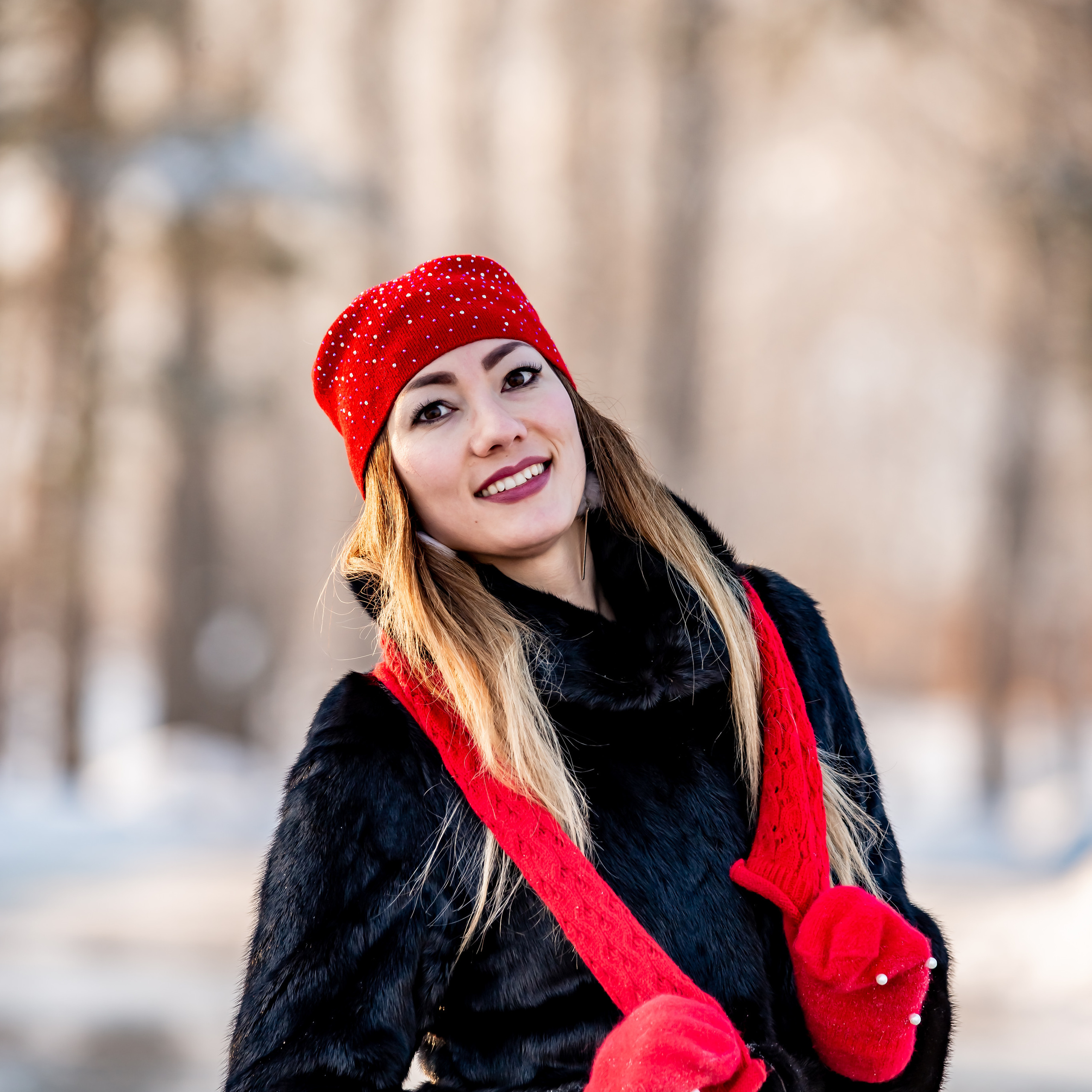 Шапочки + шарфы + варежки парные