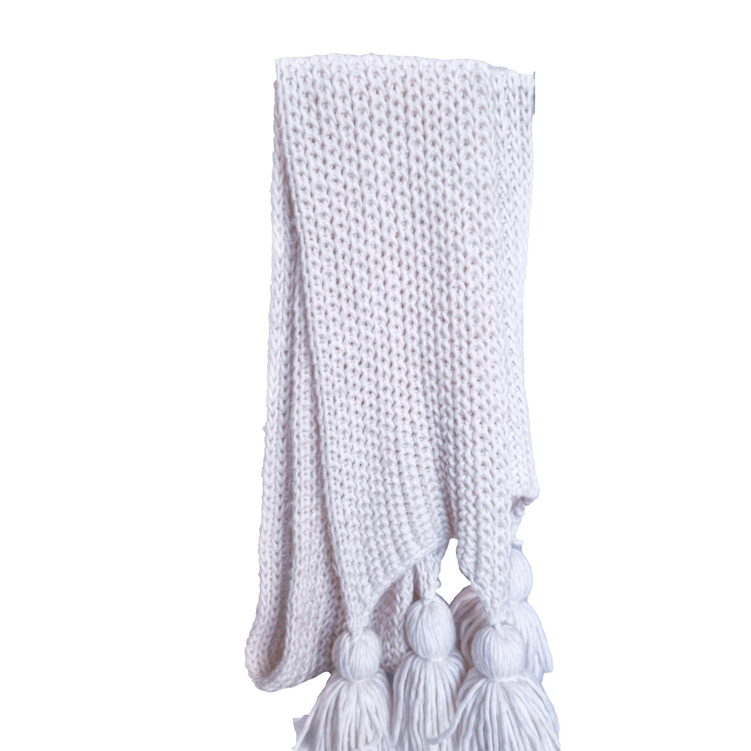Шарф белый вязаный