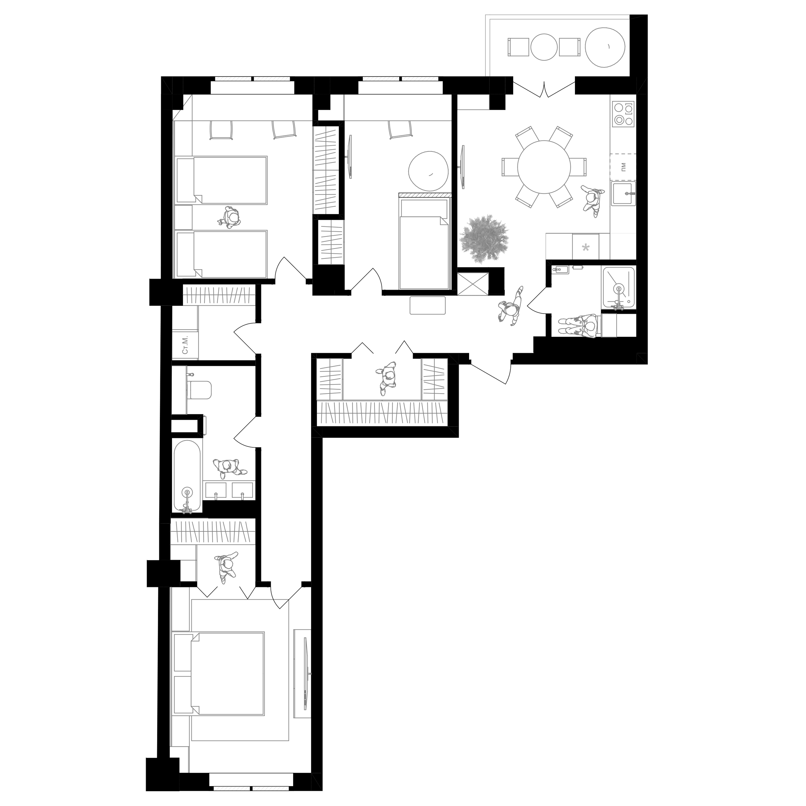 MINSK MIR 95 | Проект трехкомнатной квартиры в центре Минска. Студия дизайна интерьера в Сочи mon buro Дизайнер Павел Пура