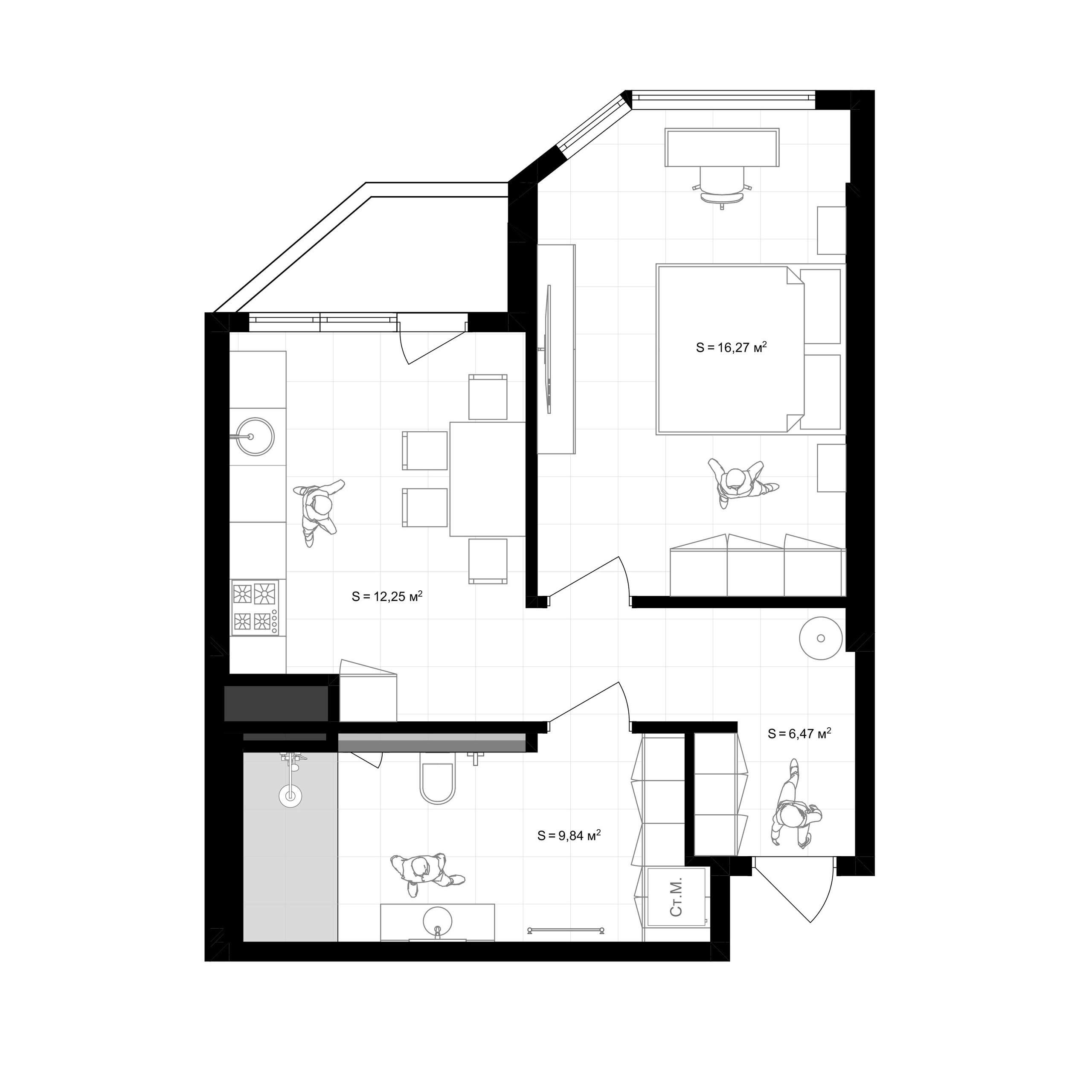 KURORTNY 45X2 | Дизайн проект однокомнатных квартир в Сочи. Студия дизайна интерьера в Сочи mon buro Дизайнер Павел Пура