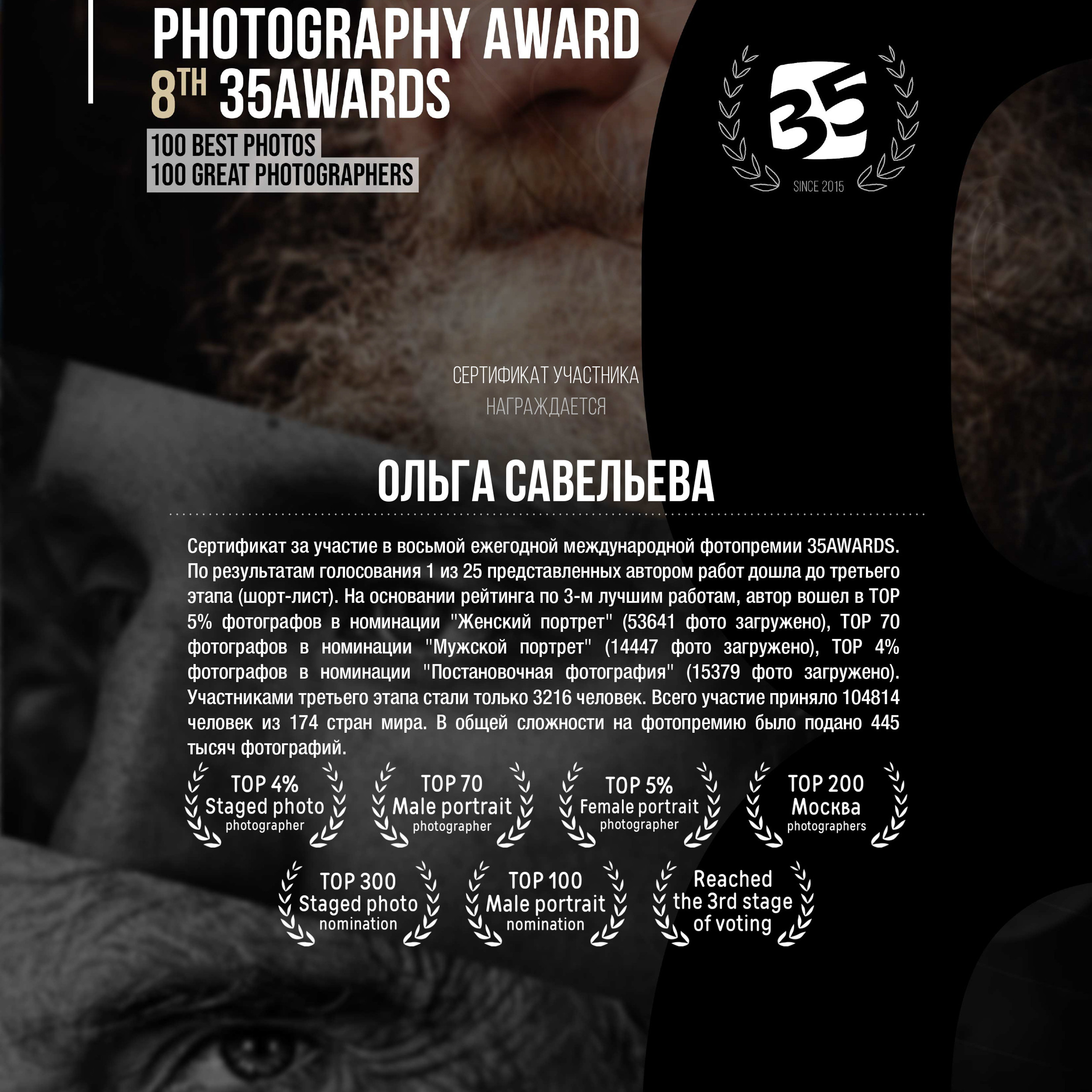 Дипломы. Савельева Ольга фотохудожник-портретист Москва