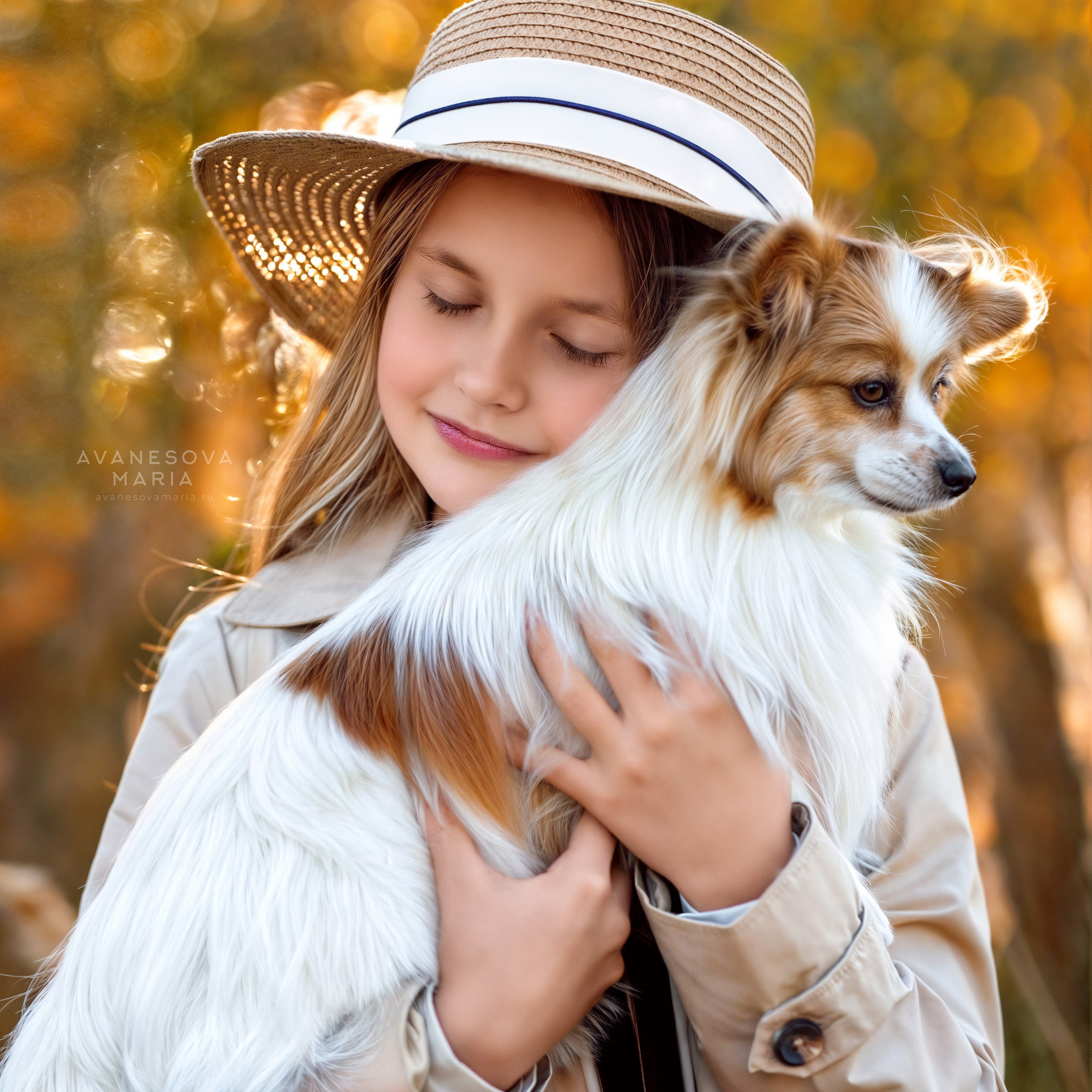 Фотосъемка на природе, портрет девочки и собаки