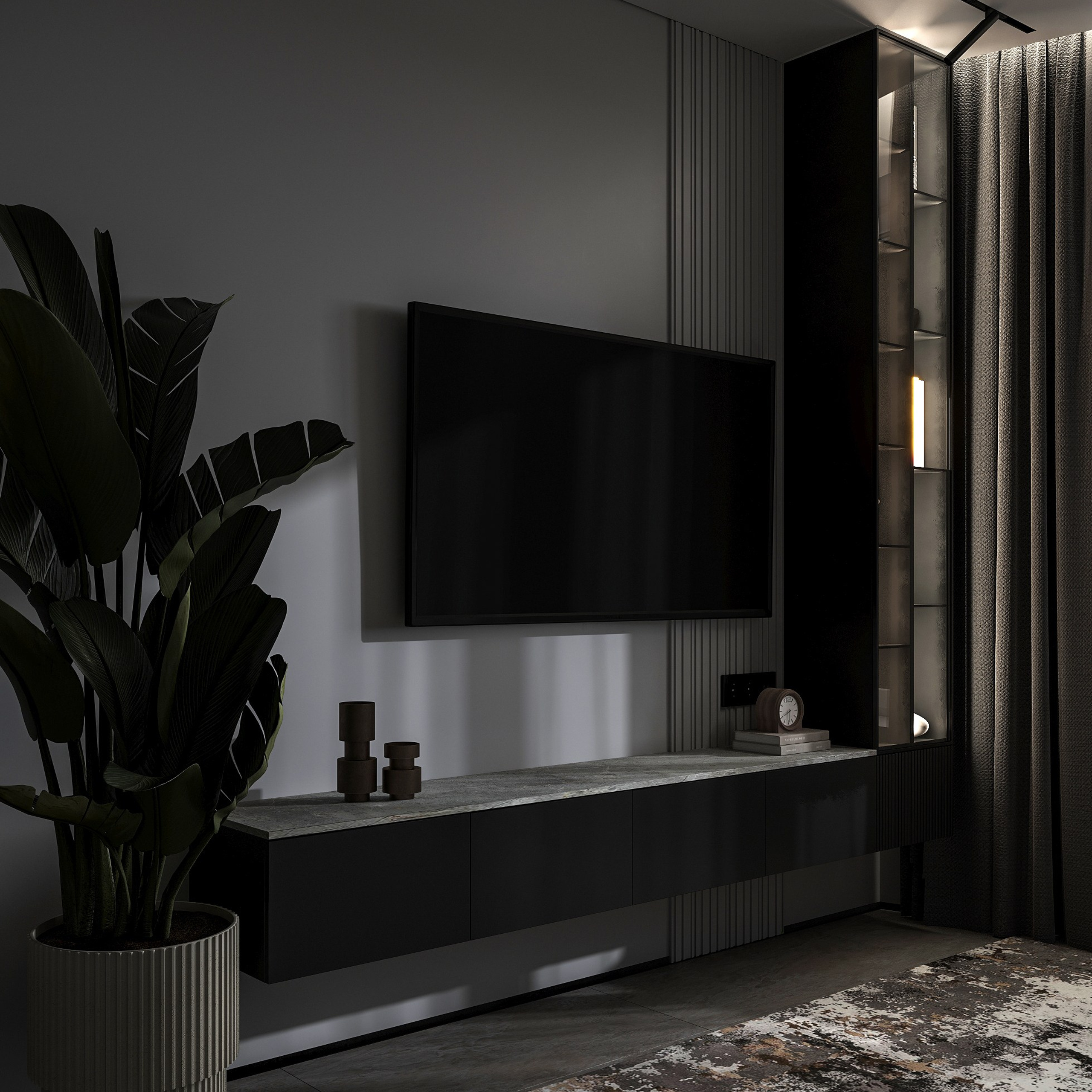 Кухня-гостиная в серых тонах. LAW.DES / ДИЗАЙНЕР ИНТЕРЬЕРОВ