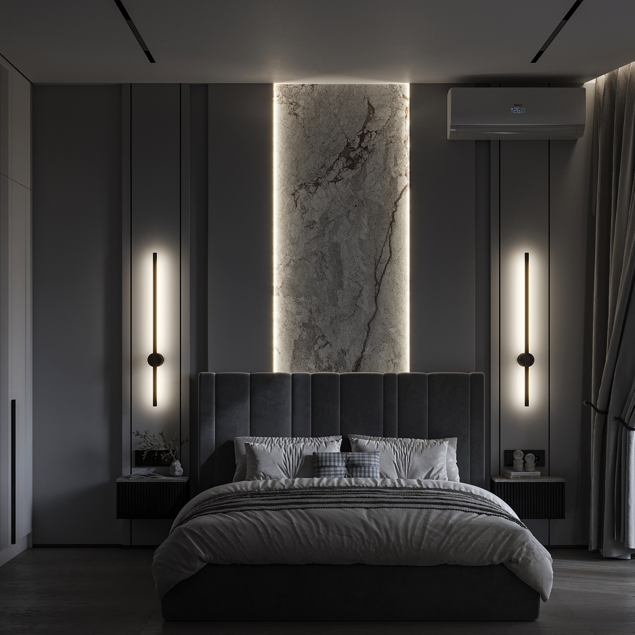 Спальня с функциональной ТВ зоной. LAW.DES / ДИЗАЙНЕР ИНТЕРЬЕРОВ