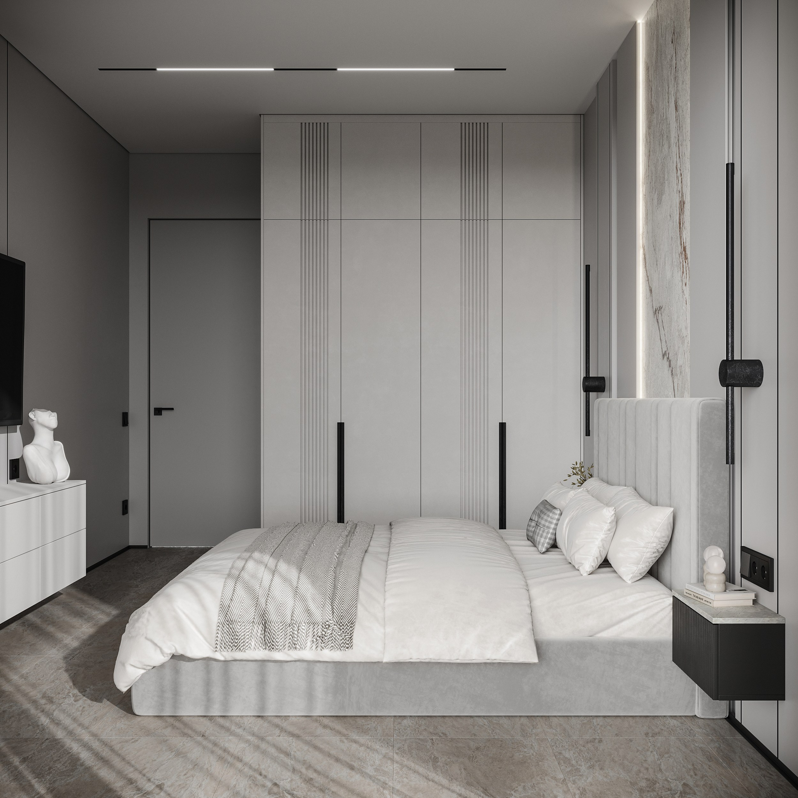 Спальня с функциональной ТВ зоной. LAW.DES / ДИЗАЙНЕР ИНТЕРЬЕРОВ