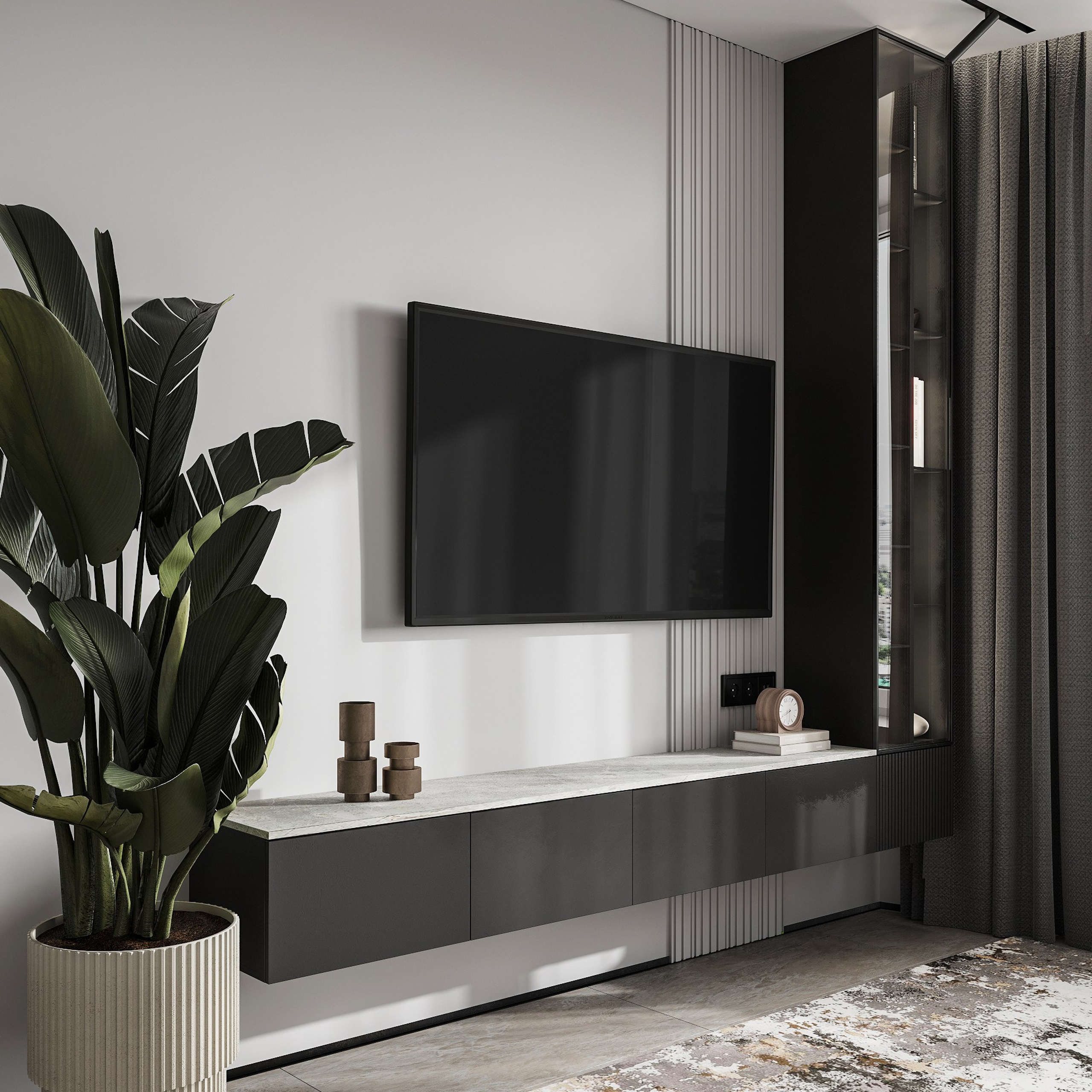 Кухня-гостиная в серых тонах. LAW.DES / ДИЗАЙНЕР ИНТЕРЬЕРОВ