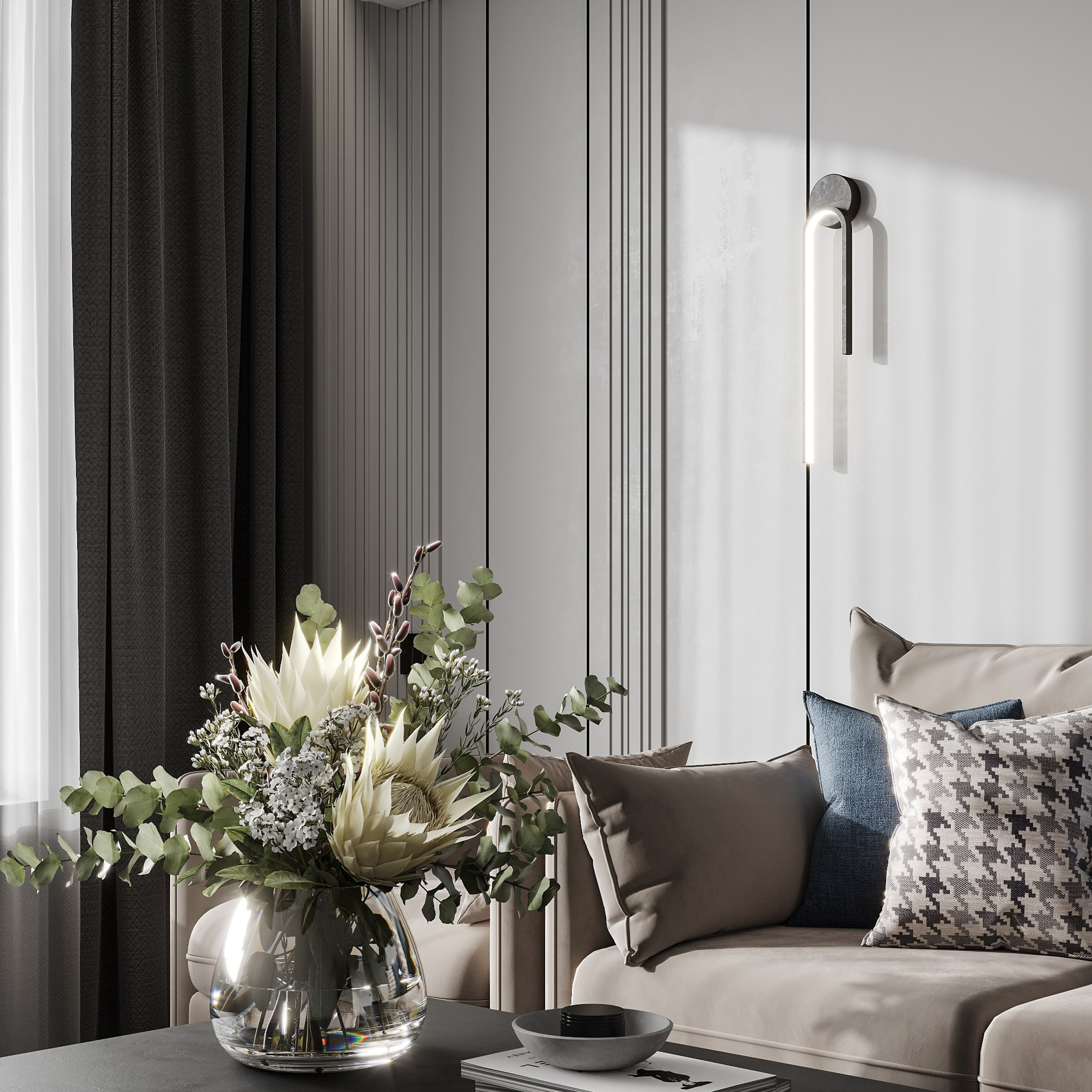 Кухня-гостиная в серых тонах. LAW.DES / ДИЗАЙНЕР ИНТЕРЬЕРОВ